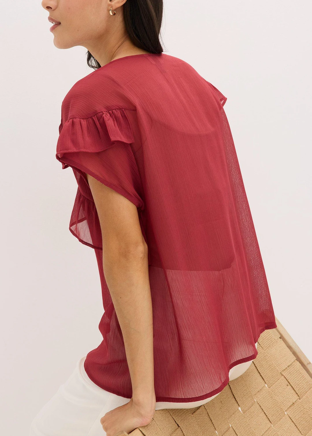 Blouse en crêpe à volants - 3