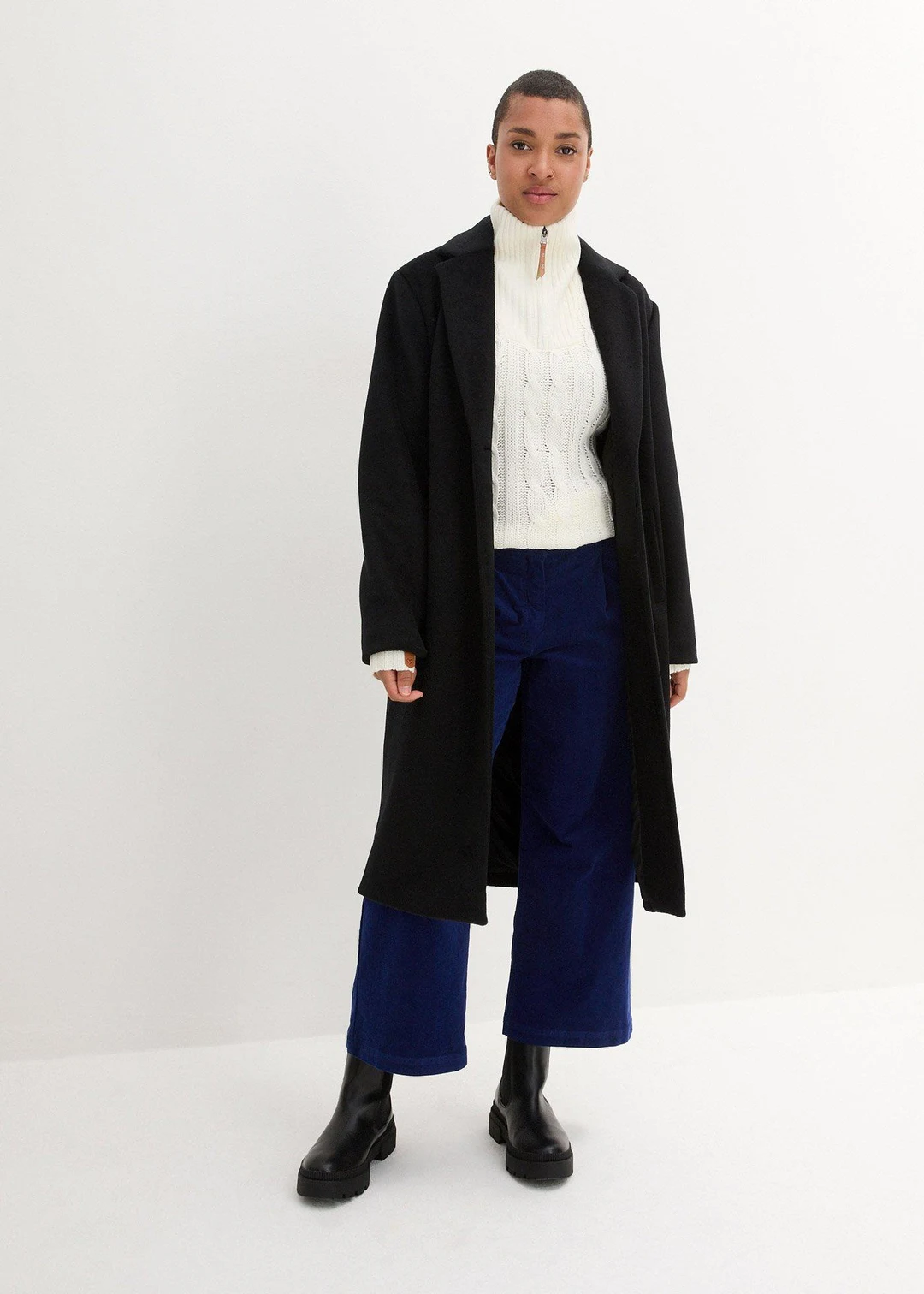 Jupe-culotte en velours côtelé stretch avec taille haute confortable, longueur 7/8 - 2