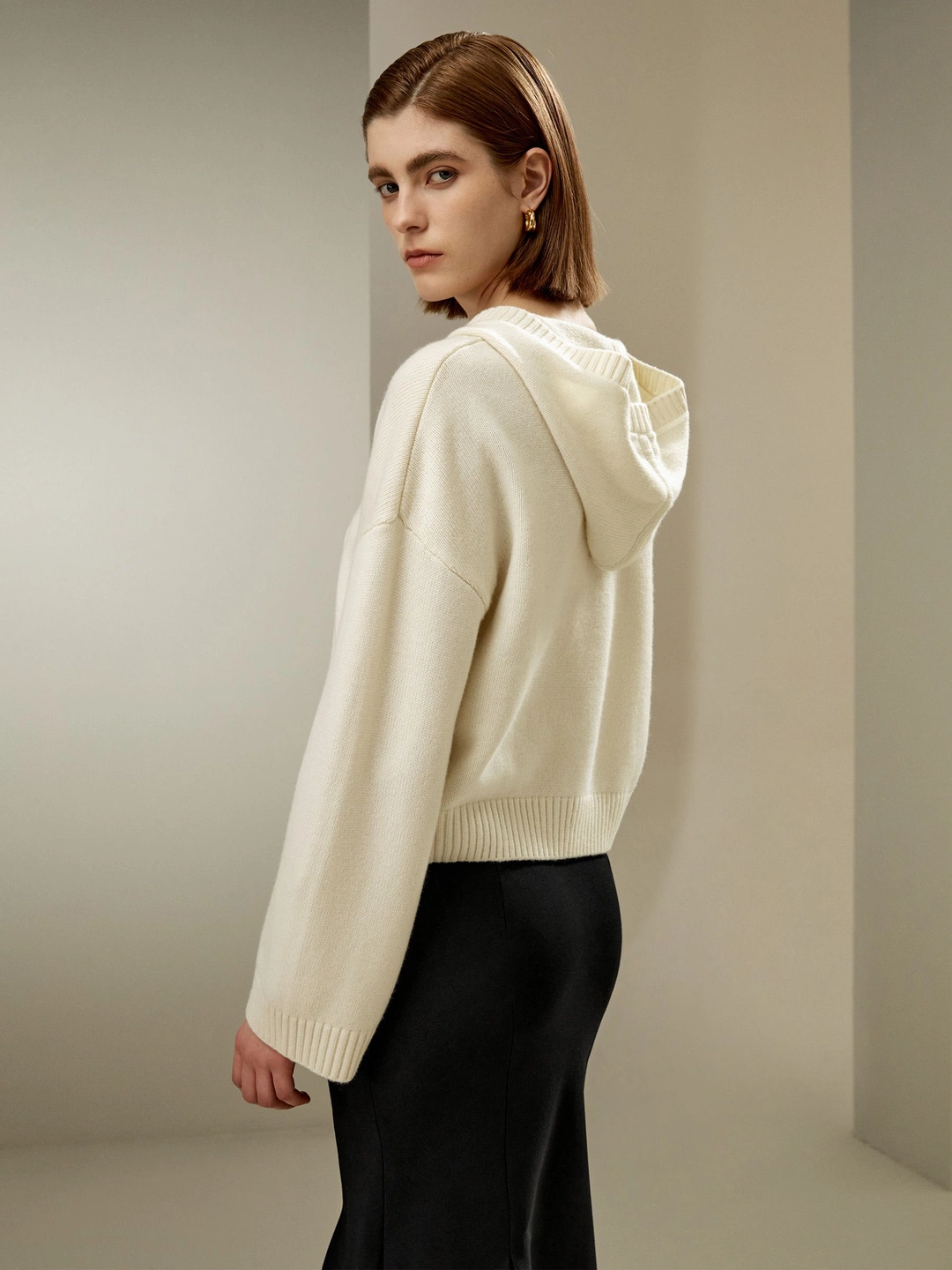LILYSILK Sweats À Capuche Pour Femmes Poignets Et Ourlets Côtelés Luxueux De Laine Sophistiqué Et Élégant Texture Luxueuse Blanc Xs