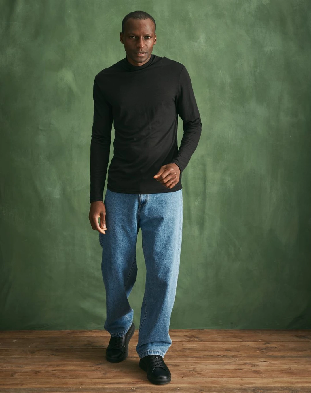 Sous pull col montant 100% laine mérinos - Noir - Lemahieu