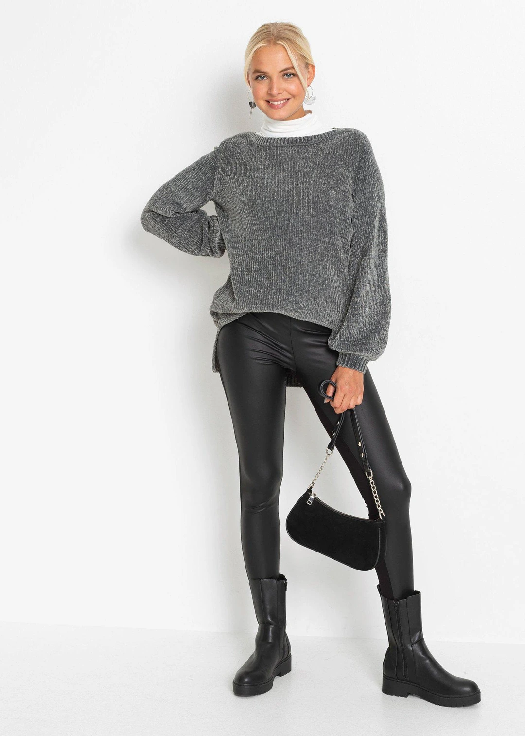 Pull long en maille chenille