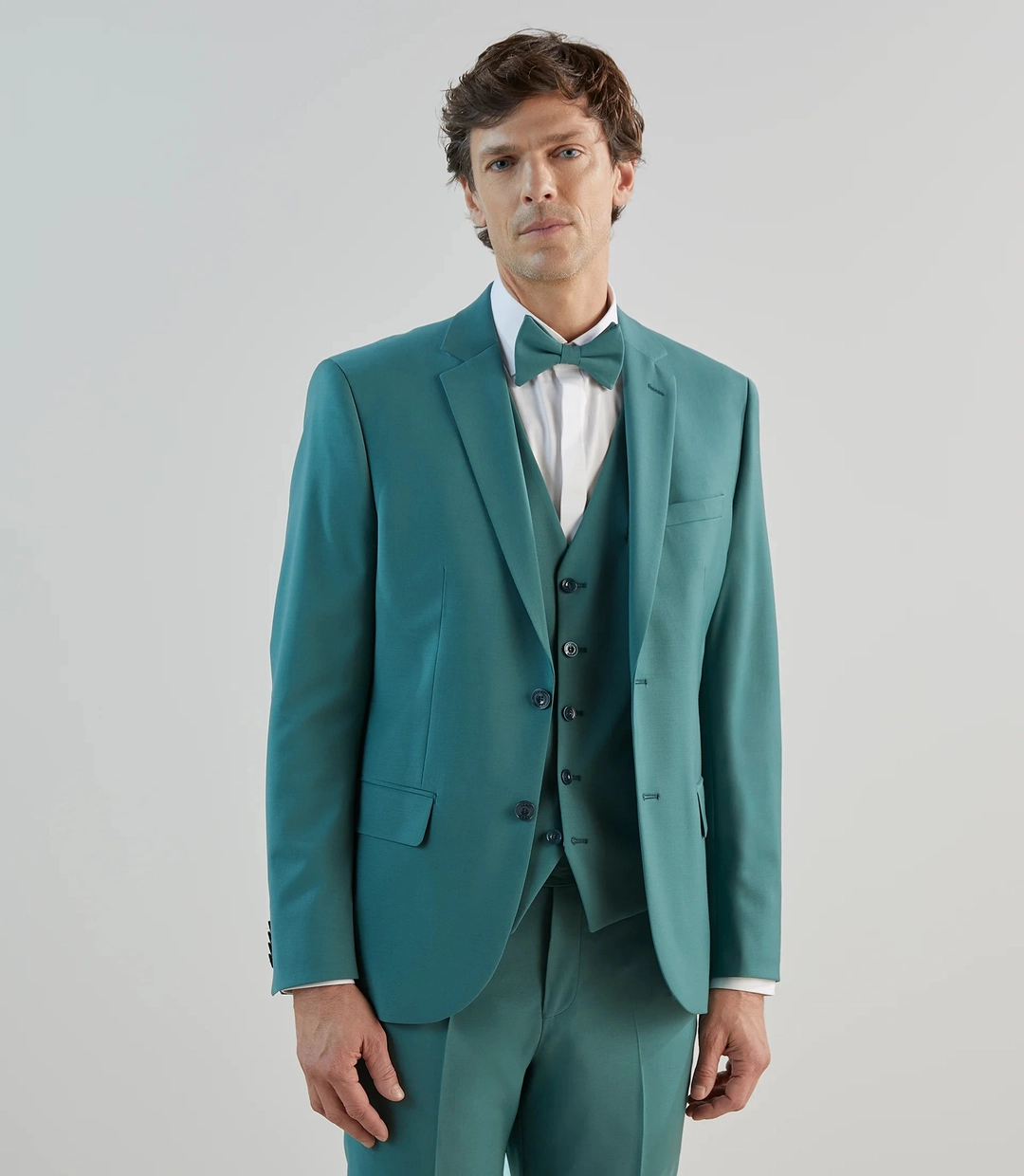 IZAC - Costume 2 boutons en laine majoritaire vert