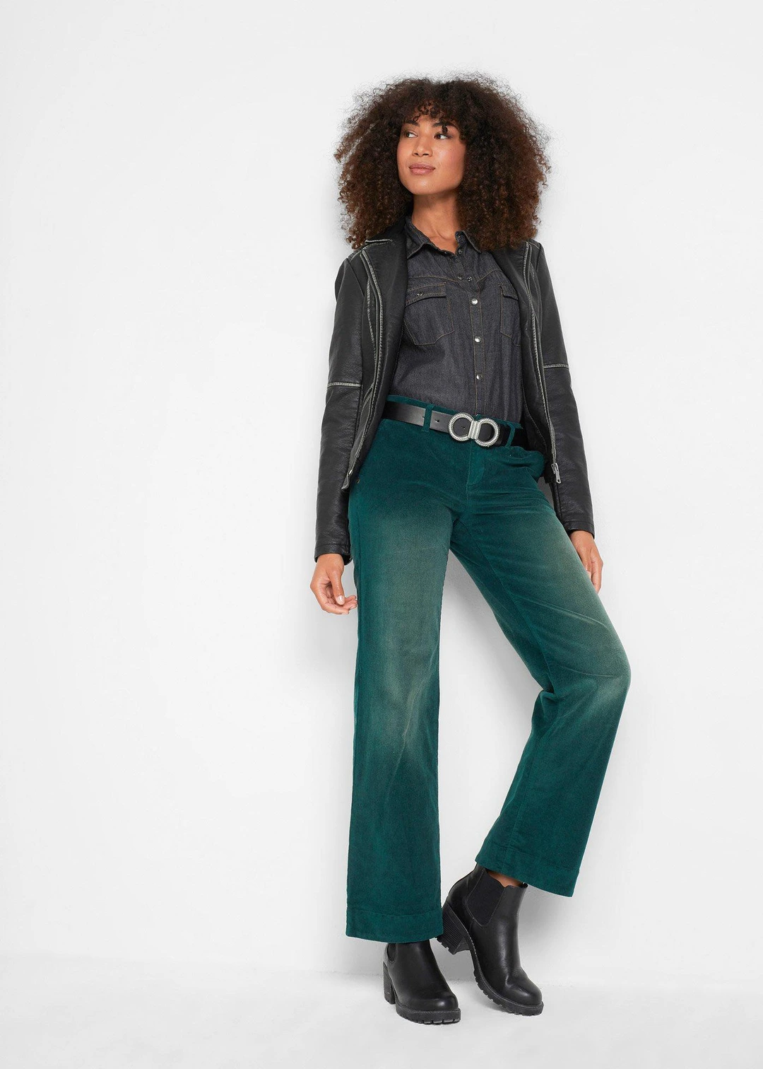 Pantalon large en velours côtelé extensible - 2