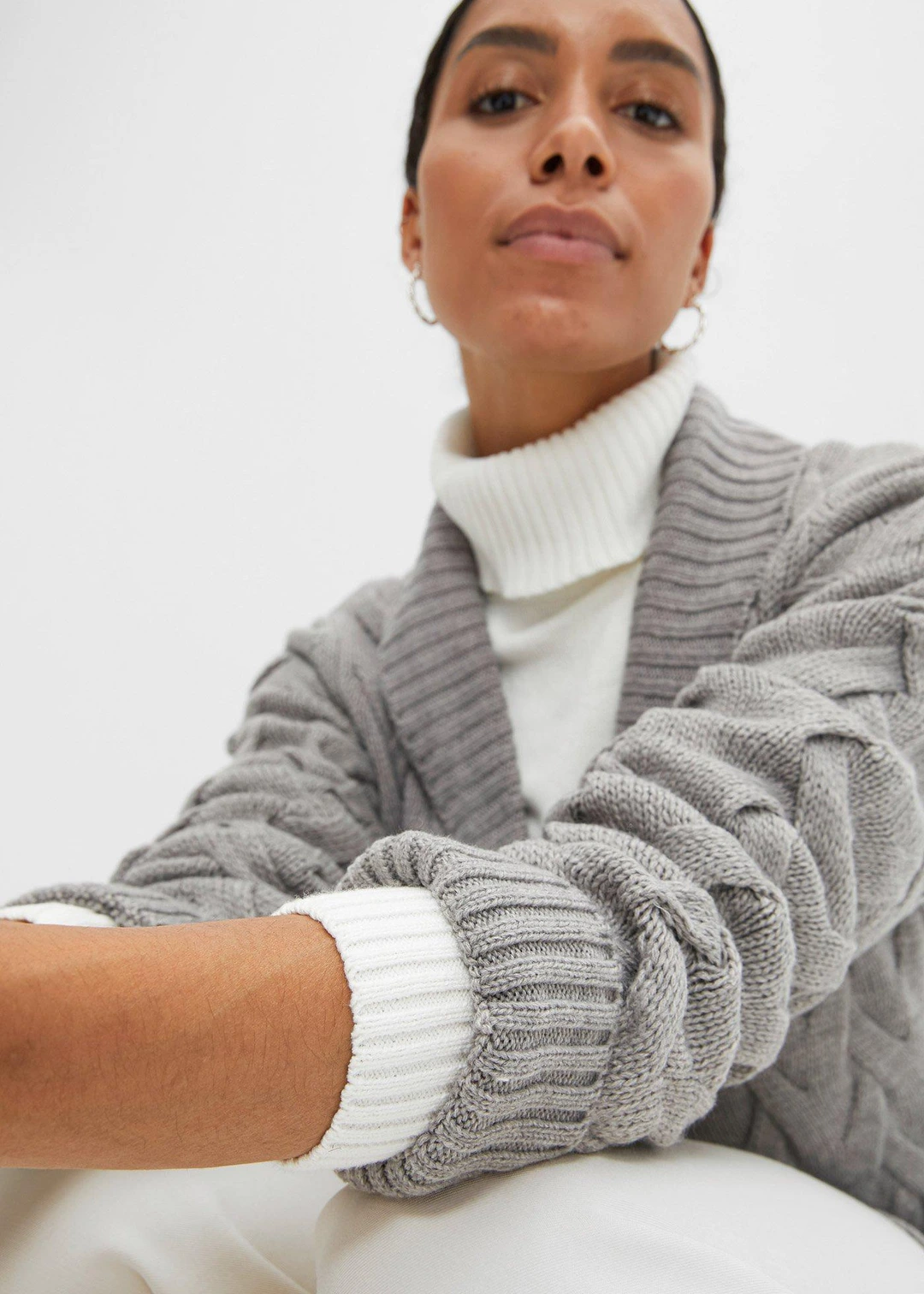 Gilet en maille à col châle et motif torsadé - 3