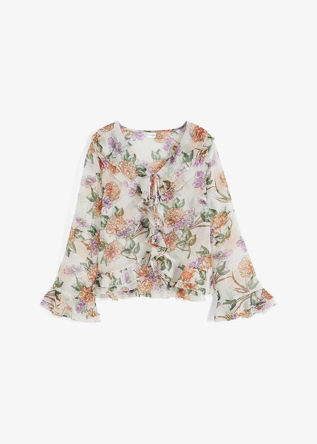 Blouse en mousseline à volants