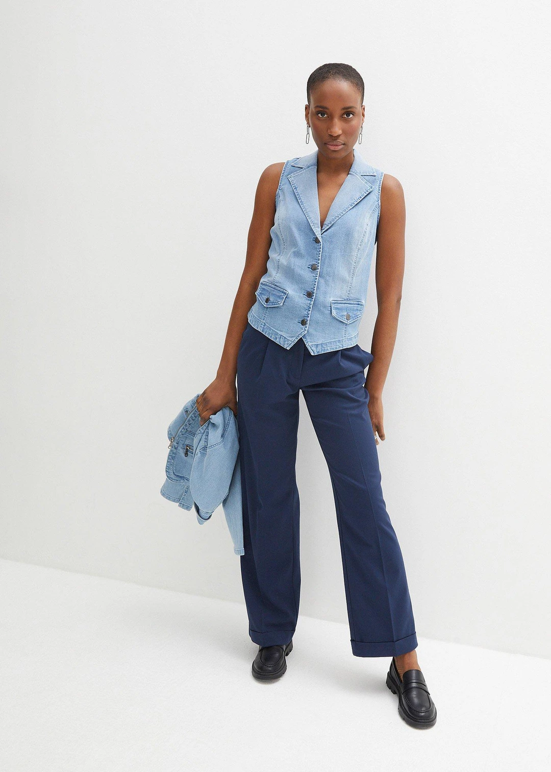 Gilet sans manches en jean extensible - 2