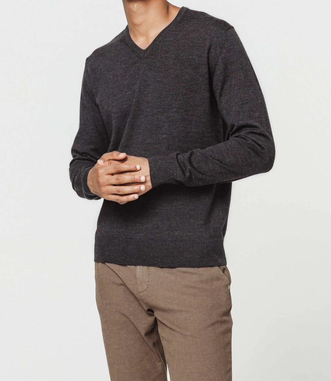 IZAC - Pull col V mérinos anthracite