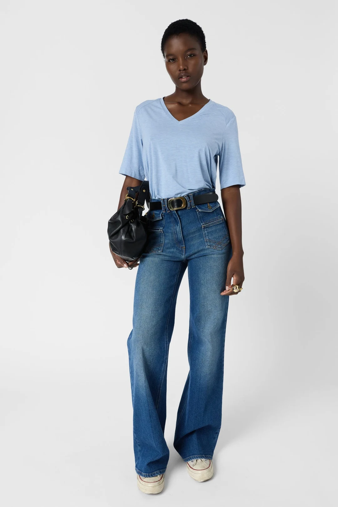 T-shirt V fluide - MALVINE - Caramel