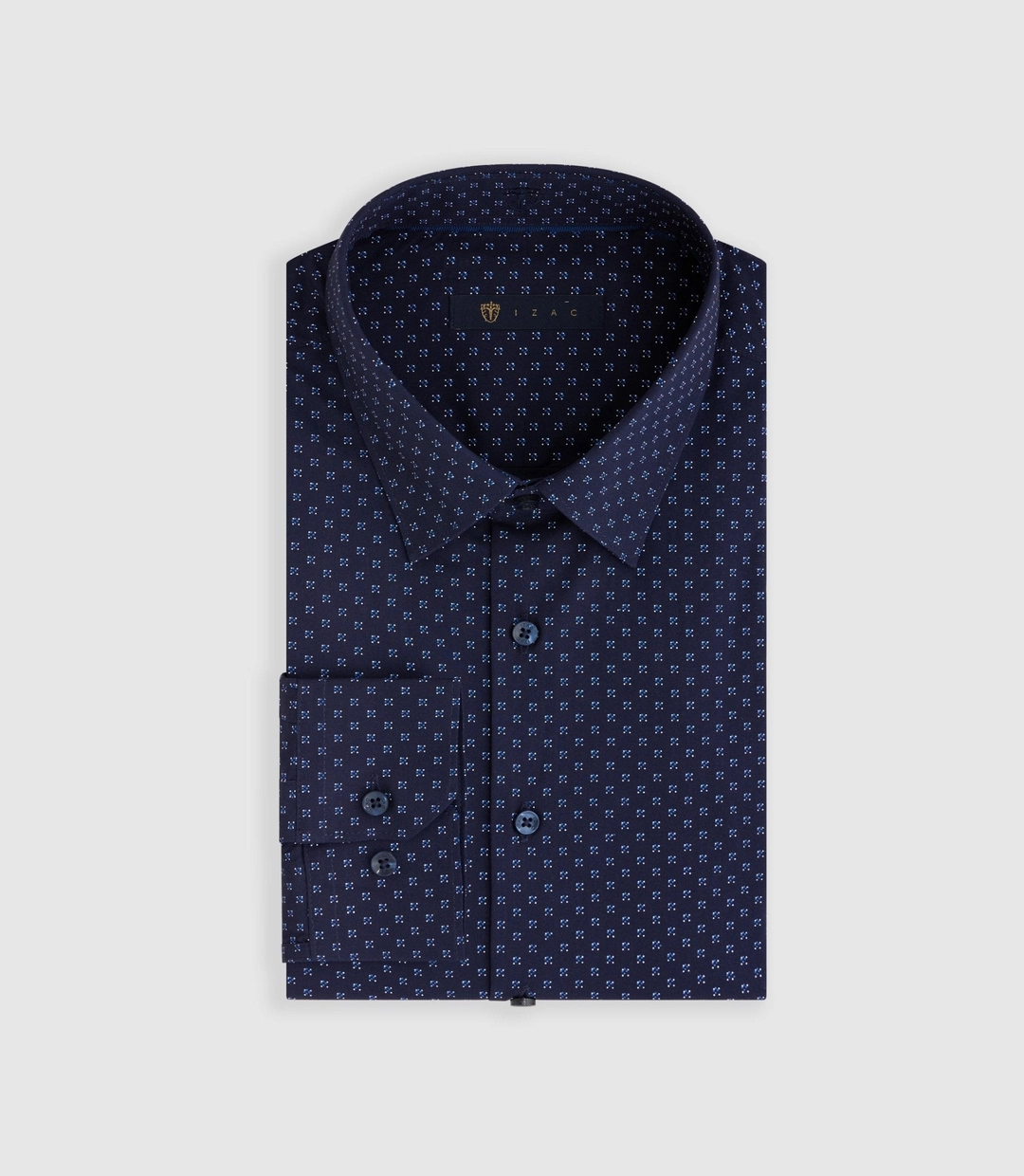 IZAC - Chemise imprimée micro motifs marine ''Mike''