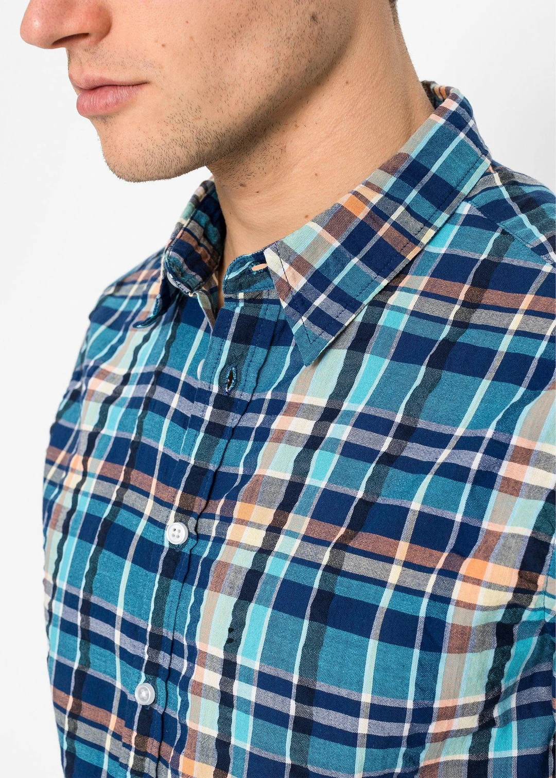 Chemise manches courtes en seersucker 100% coton