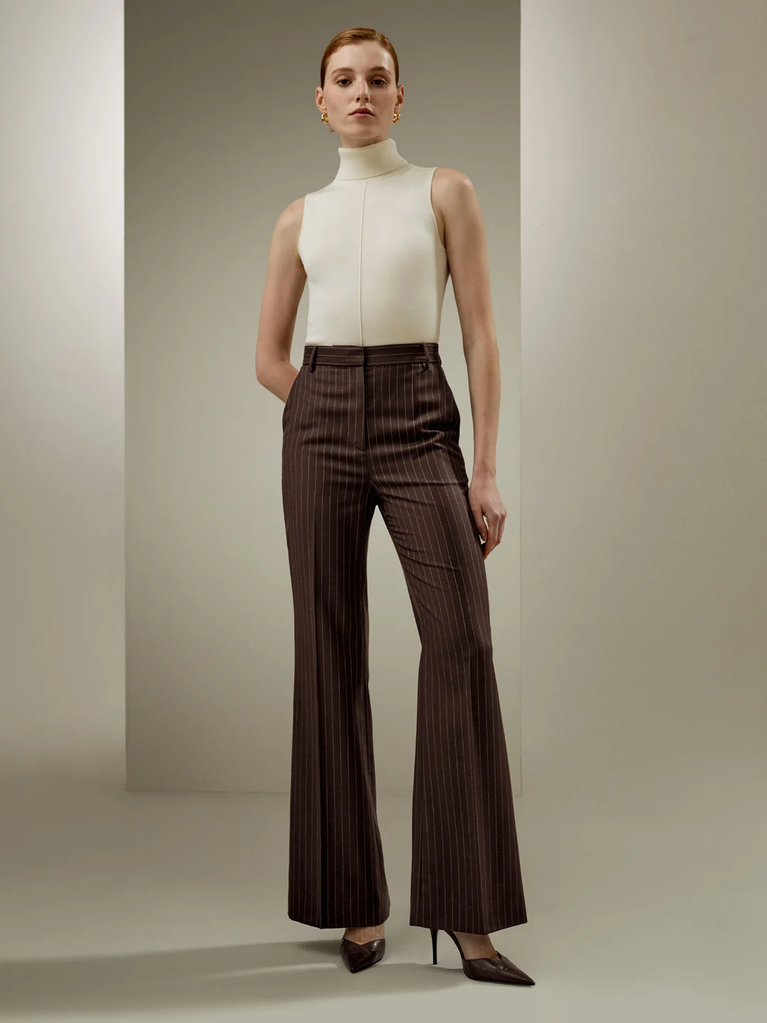 LILYSILK Pantalon En Soie Femme Café Foncé Style Vintage, Élégant Et Élégant Mélange De Laine Et De Soie Léger Et Résistant Aux Rides 38