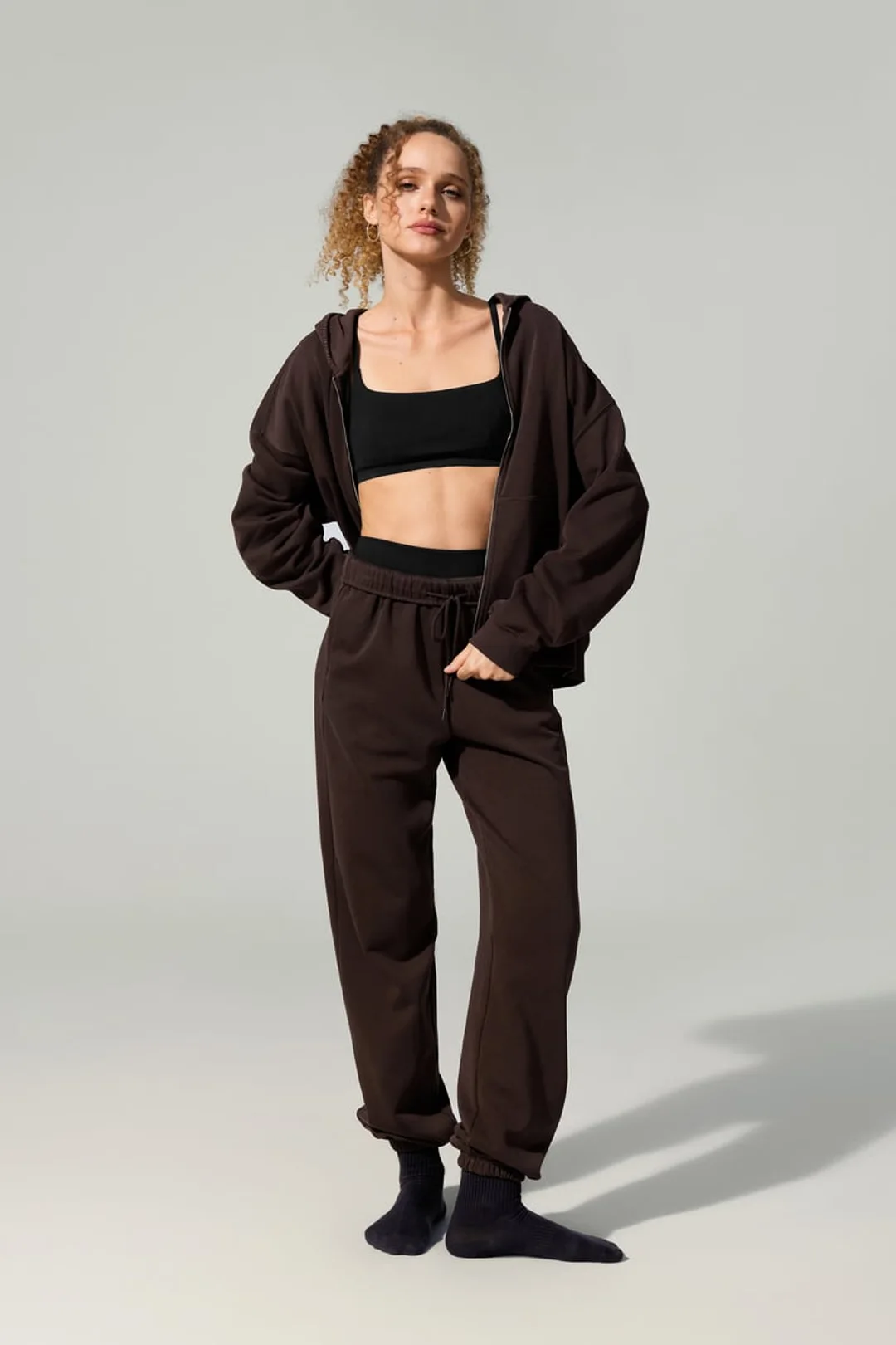 LILYSILK Sweat Seamflow Verge Noir XL Femme - SILKERRY Respirant Douceur Capuche Zippée Oversize