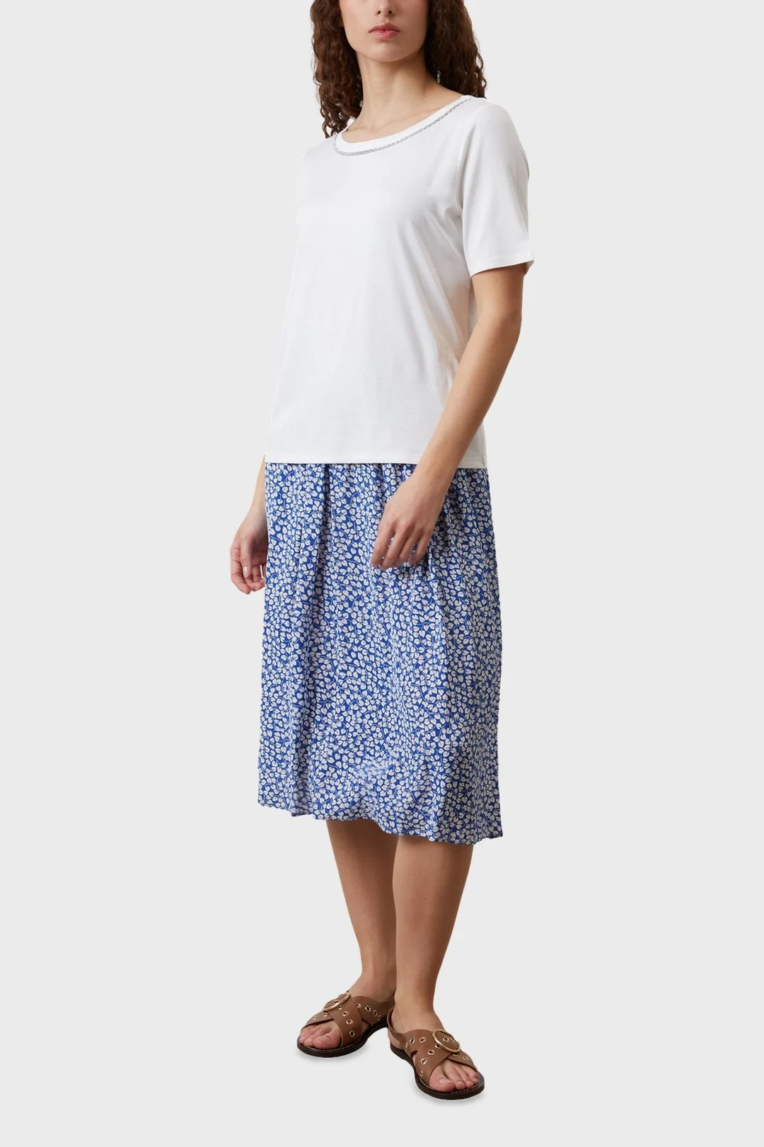 T-shirt uni à col rond fantaisie - ABEL - Ecru - 4