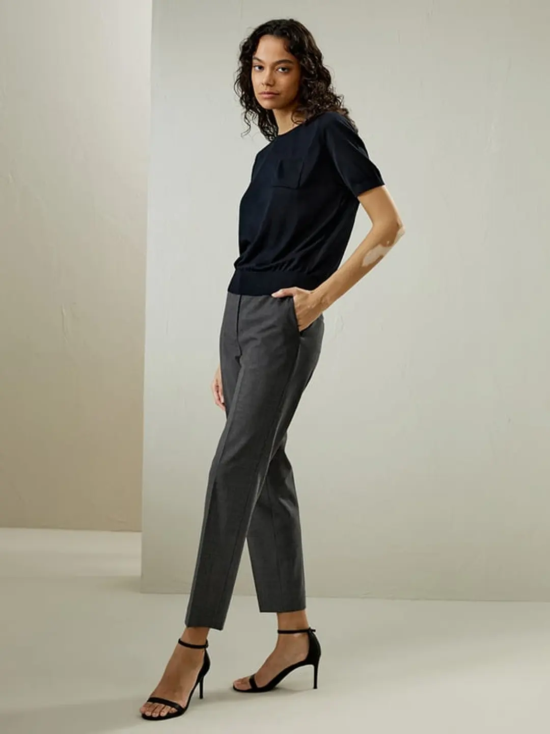 LILYSILK Pantalon En Laine Gris Métal Coupe Étroite Fine Laine Italienne Mérinos Un Toucher Incroyablement Doux Et Confortable 36