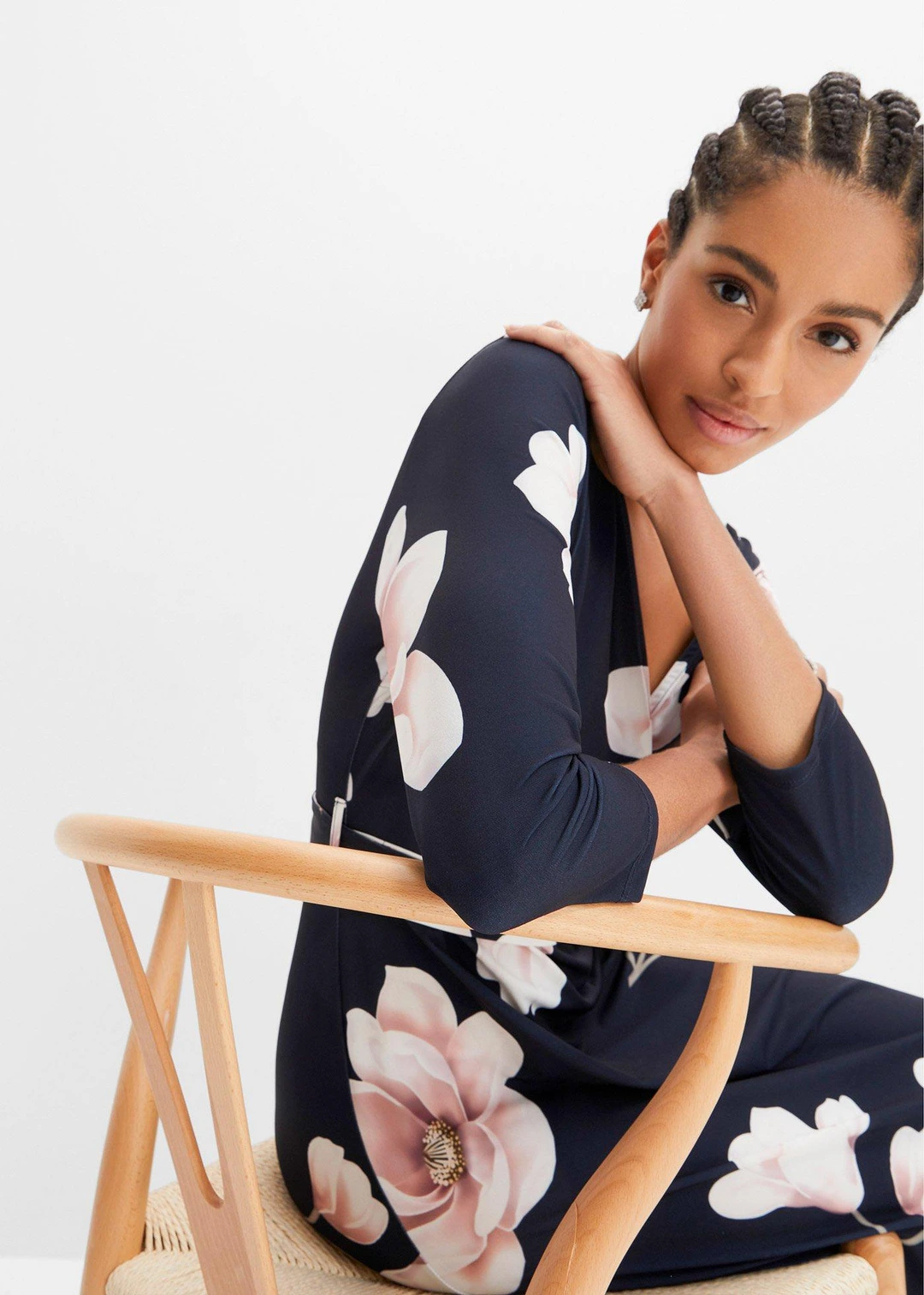 Robe longue derrière en jersey avec ceinture à nouer