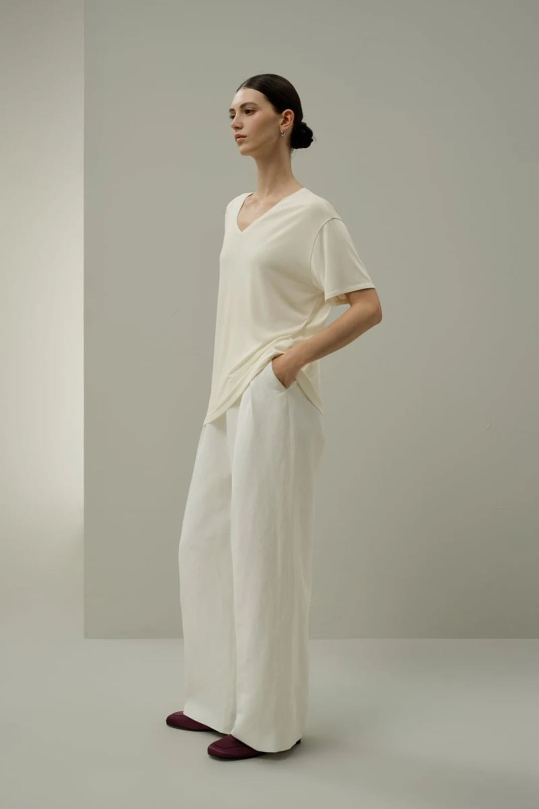 LILYSILK T-shirt Col V Jersey Silk Breeze Noir XL - Doux, Léger, Respirant, Oversize