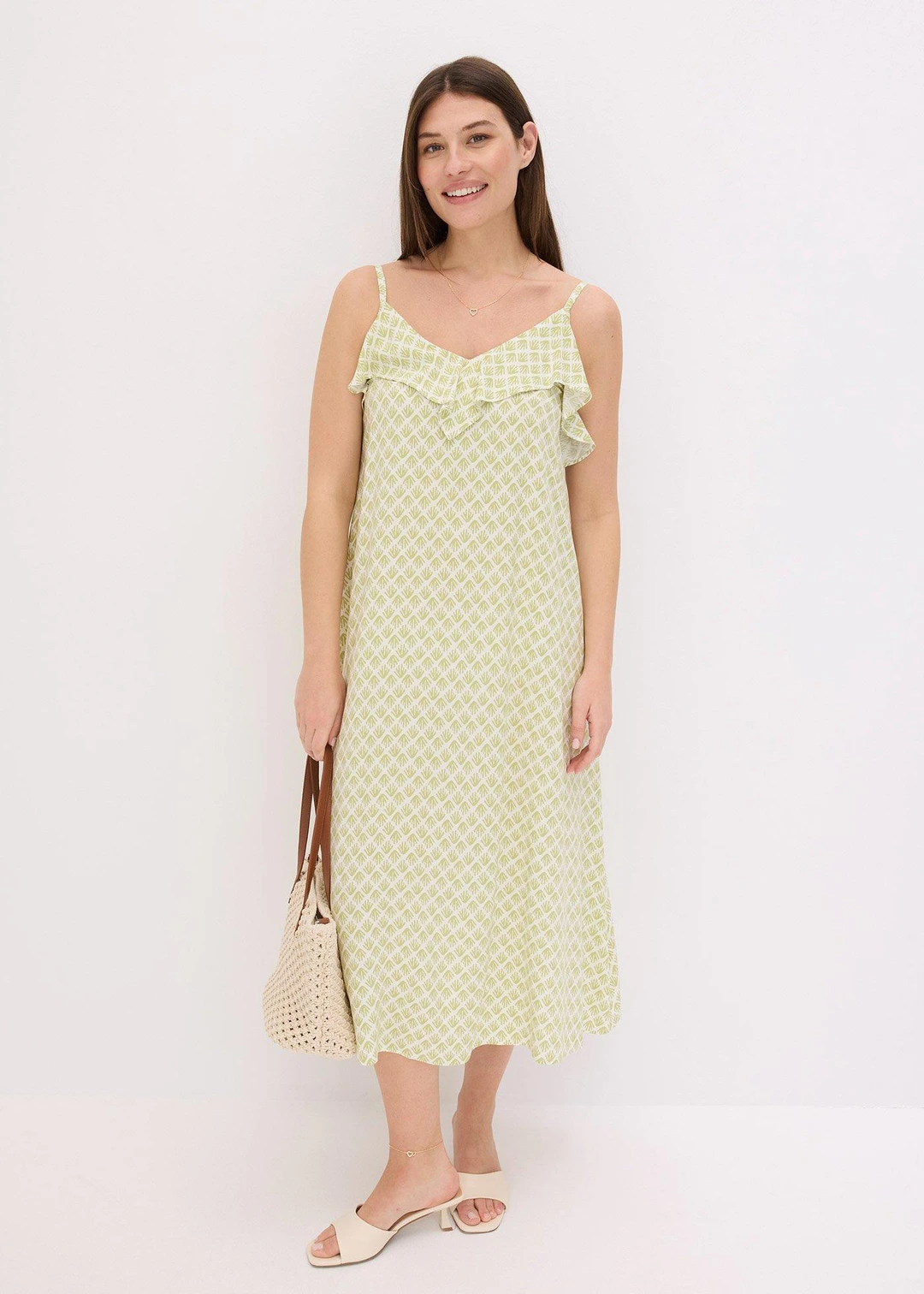 Robe midi à encolure volantée - 2