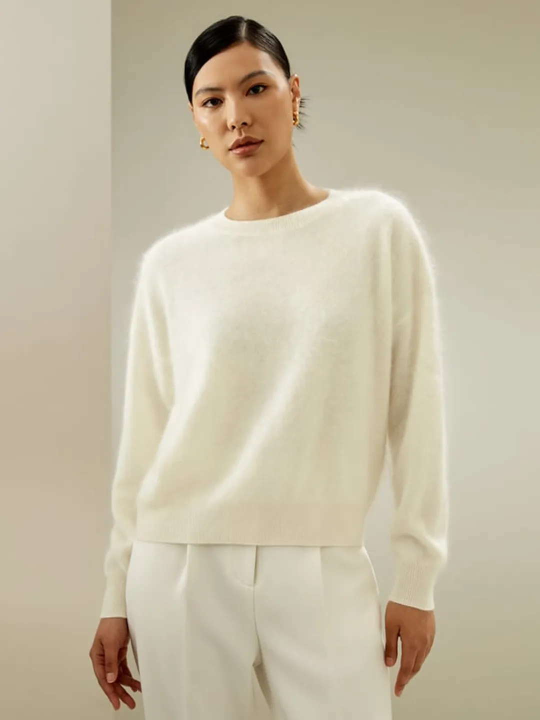 LILYSILK Pull 100 Cachemire Femme Parfait Pour Toutes Les Occasions Cachemire De Première Qualité Douceur Contre La Peau Blanc Xl