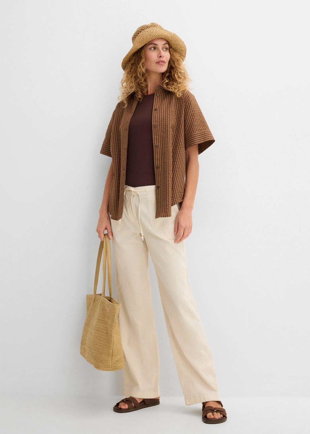 Pantalon large en lin et coton - 2