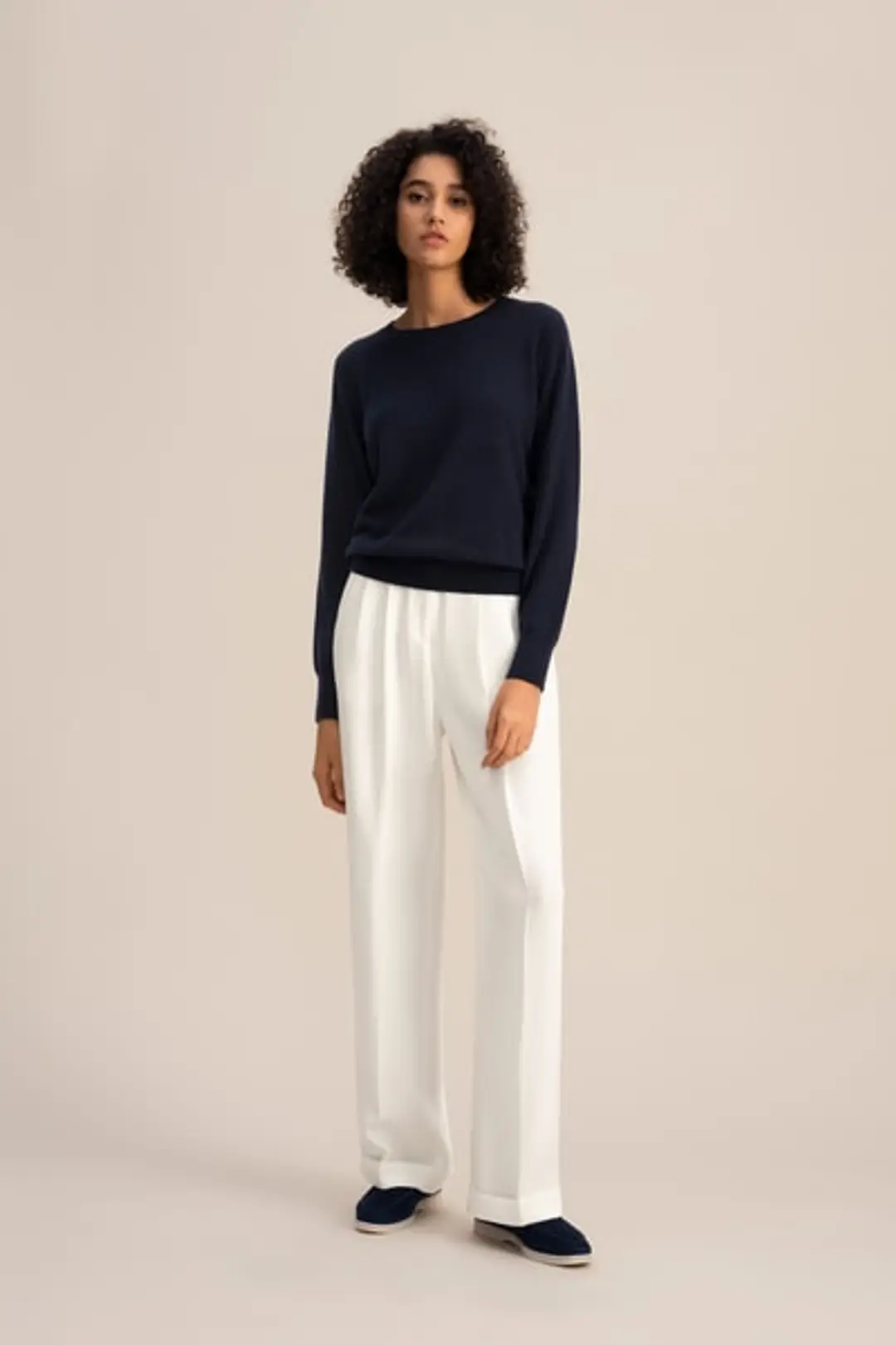 LILYSILK Pull Femme 100% Bébé Cachemire Col Rond Doux Pour La Peau Et Respirant Blanc Naturel