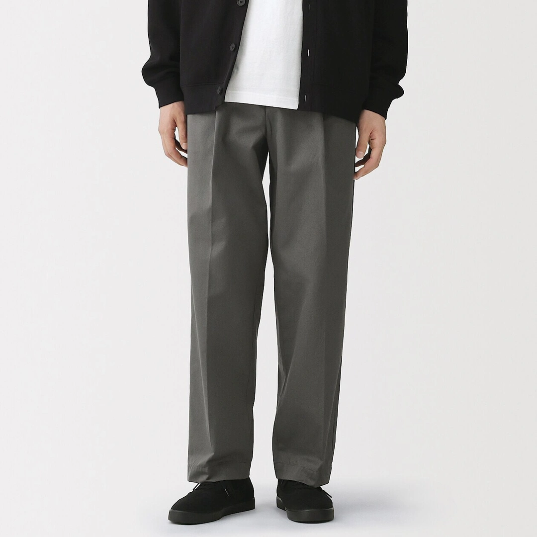 Pantalon Chino à pinces en coton stretch coupe wide homme