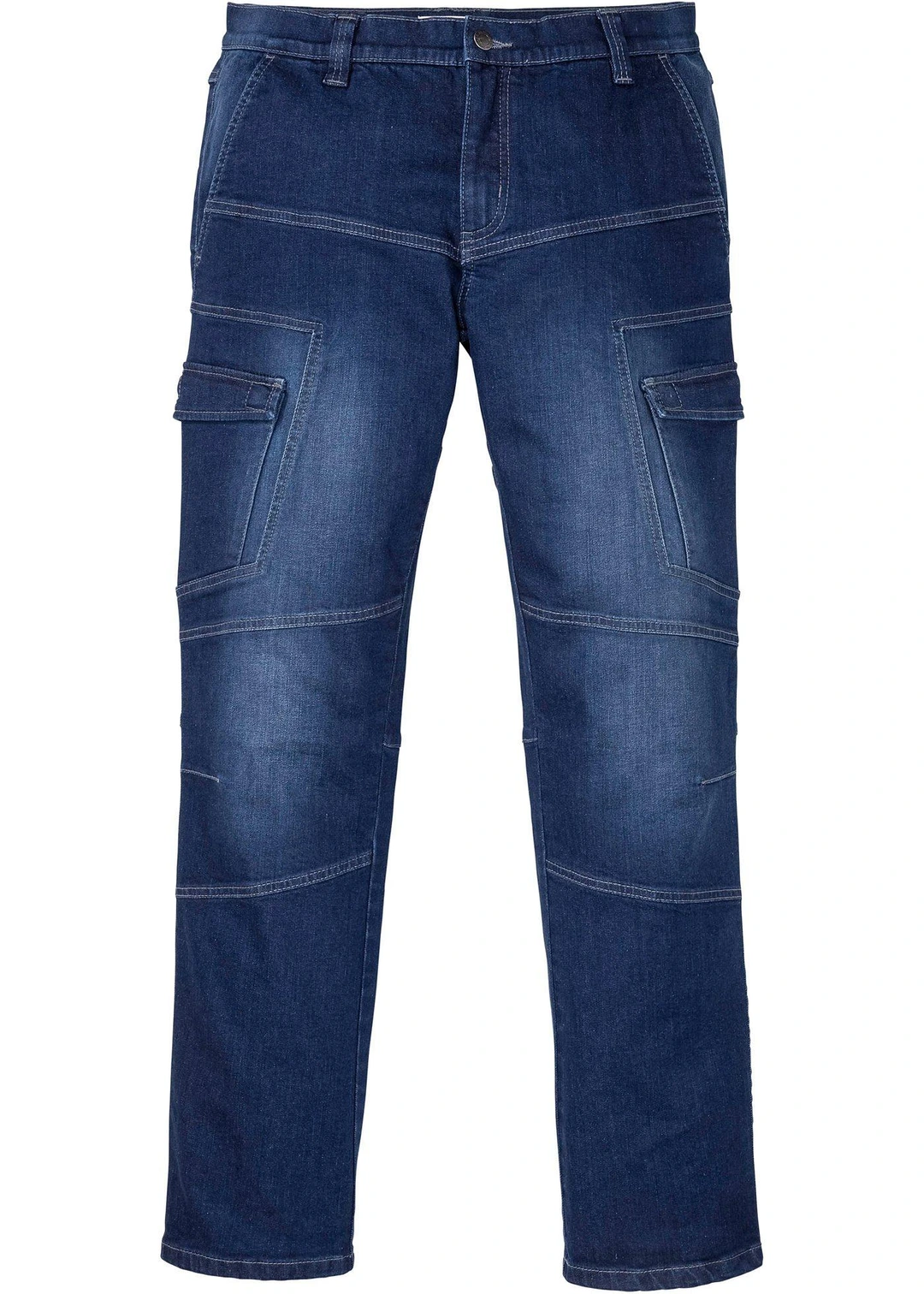 Jean droit extensible, poches cargo, regular