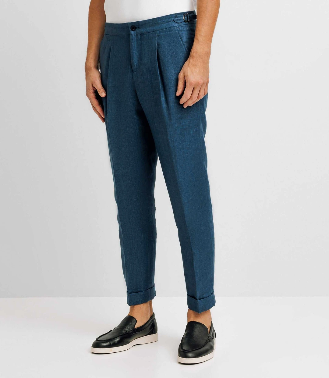 IZAC - Pantalon ville en lin bleu indigo