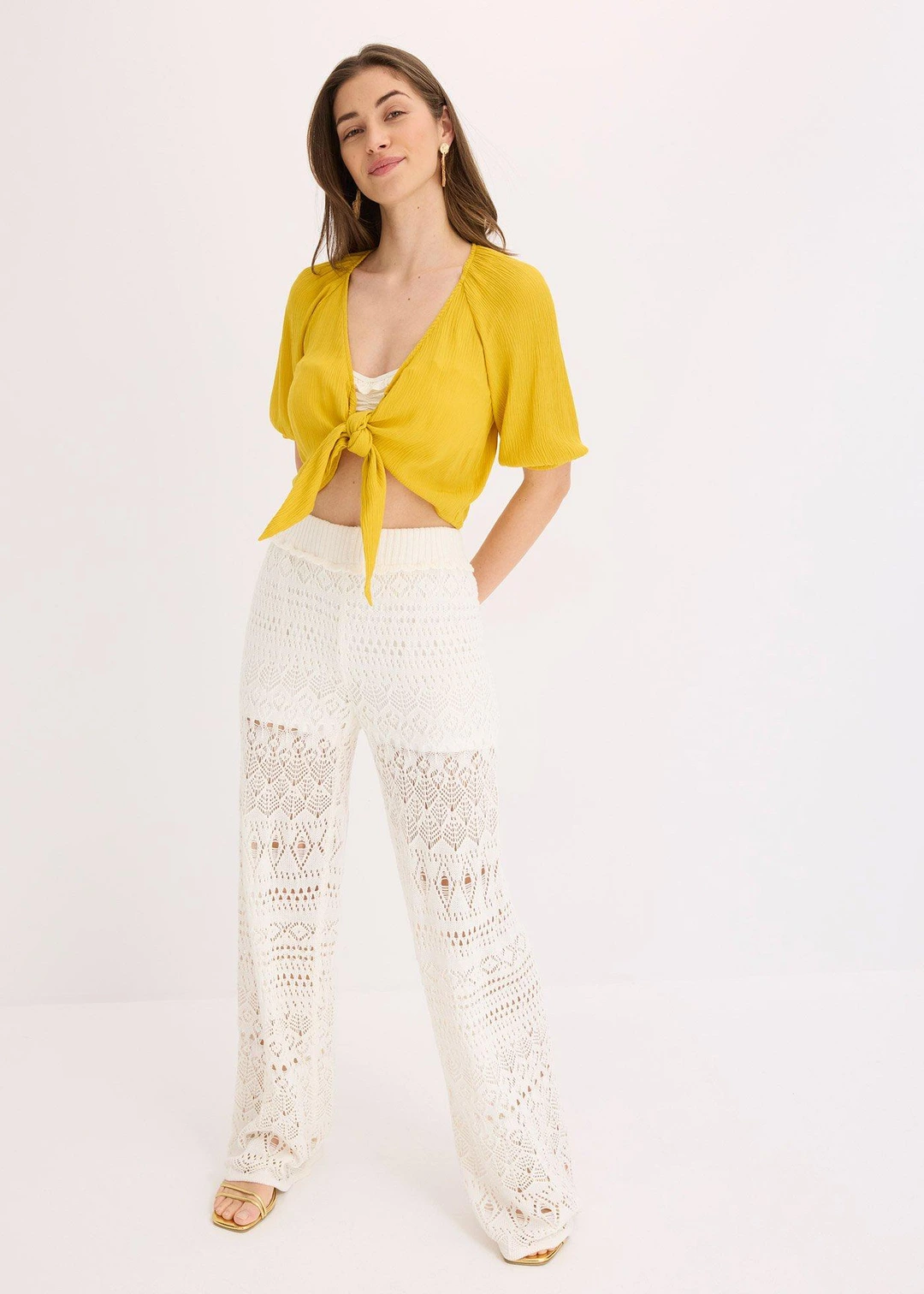 Pantalon en maille ajourée à taille élastiquée - 2