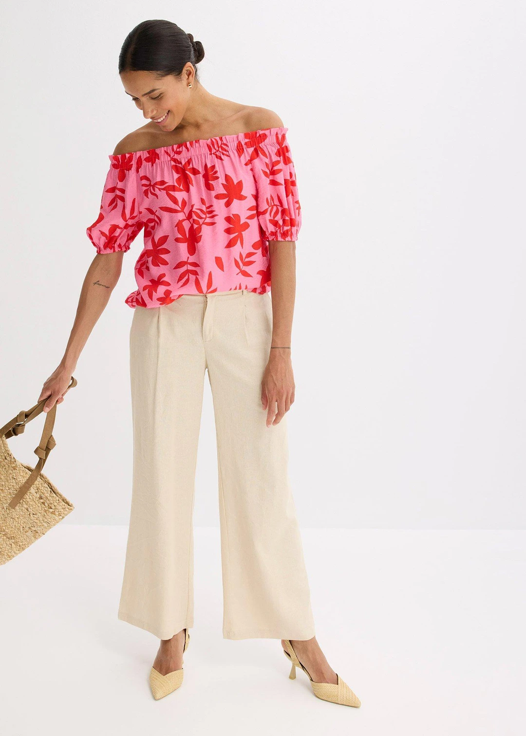 Blouse col Bardot imprimée en viscose mélangée - 2
