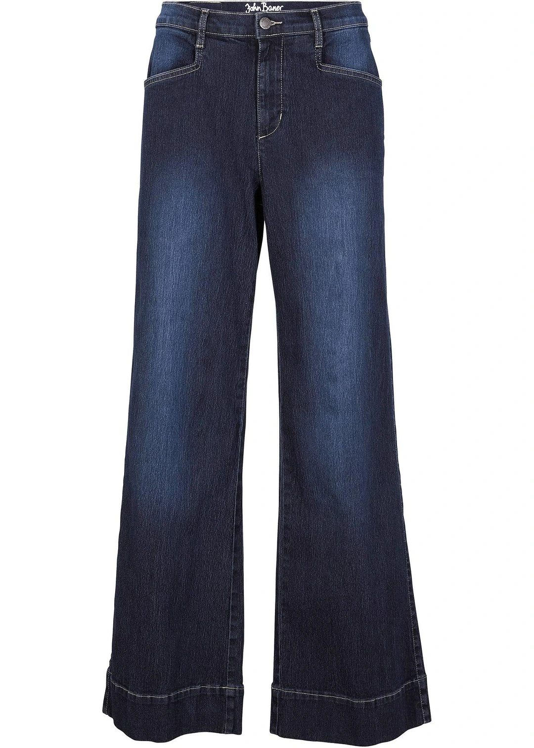 Jean large taille mi-haute, extensible