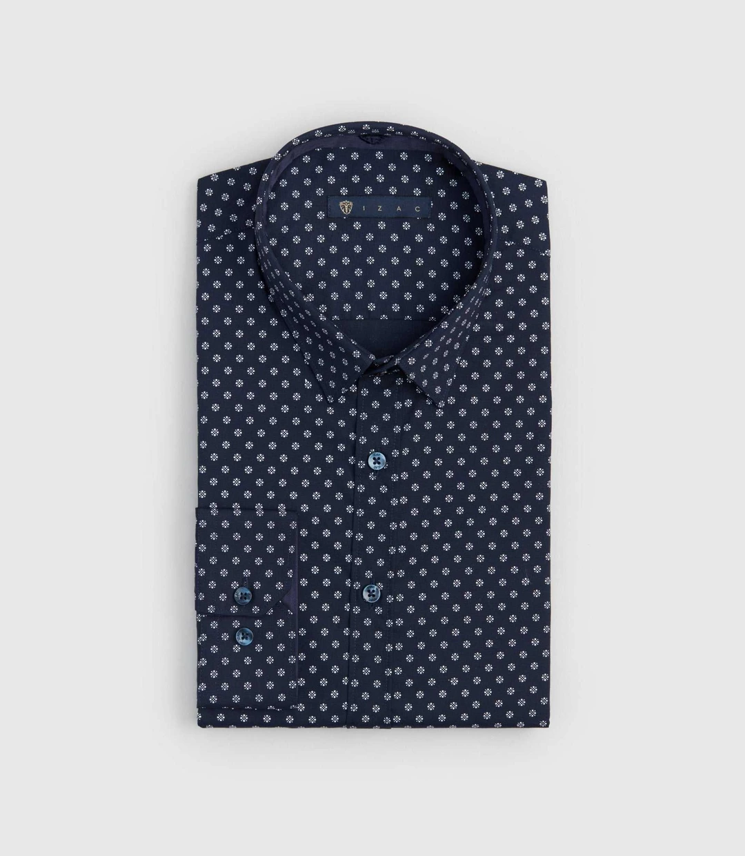 IZAC - Chemise à micro motifs marine ''Serge''