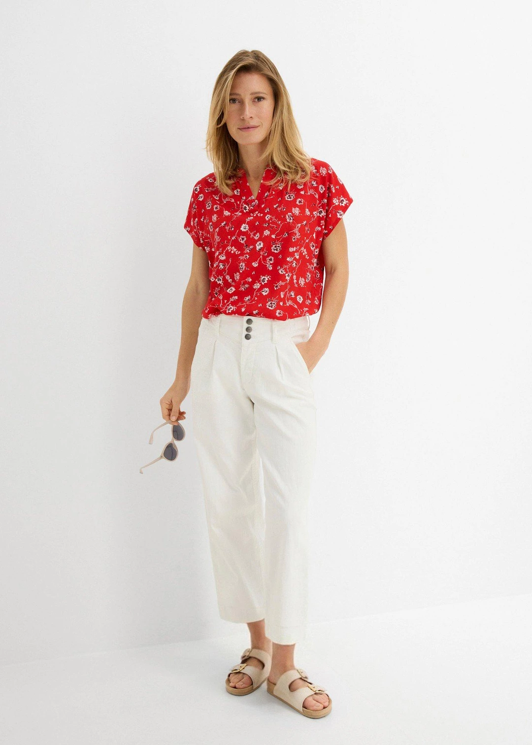 Jean large, taille haute et élastiquée, cropped - 2