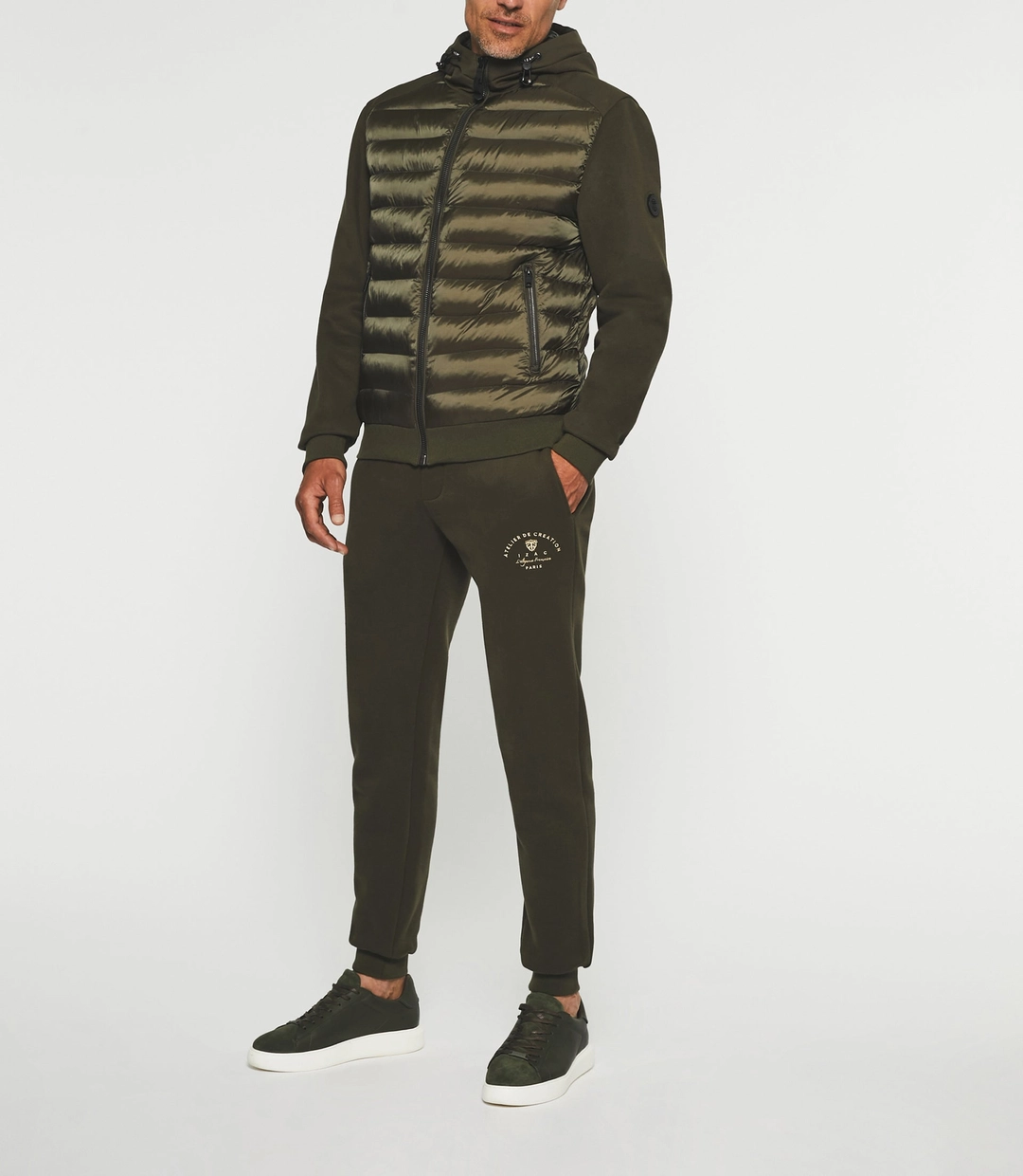 IZAC - Gilet zippé à capuche uni kaki SWBENT