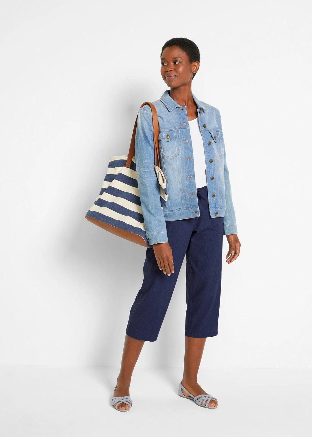 Pantalon 3/4 en lin majoritaire - 2