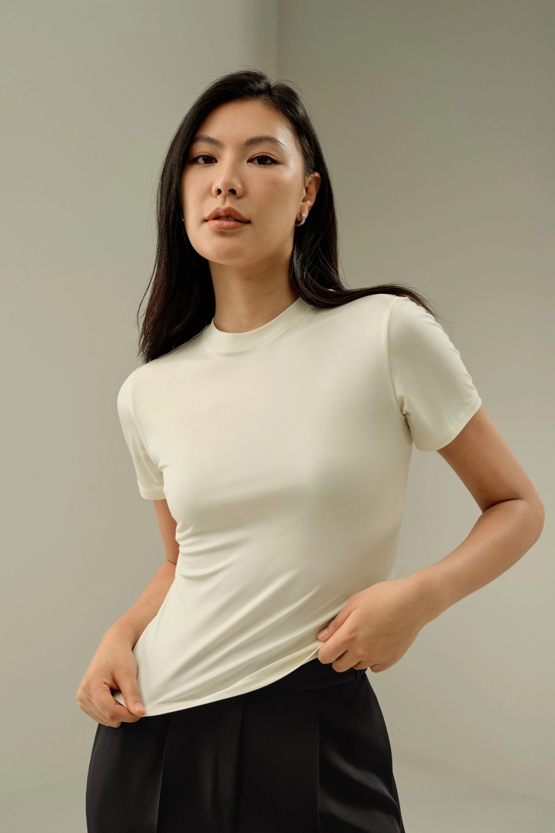 LILYSILK Tee Shirt Soie Meilleure Élasticité Soie Lavable En Machine Doux Pour La Peau Et Respirant Noir S