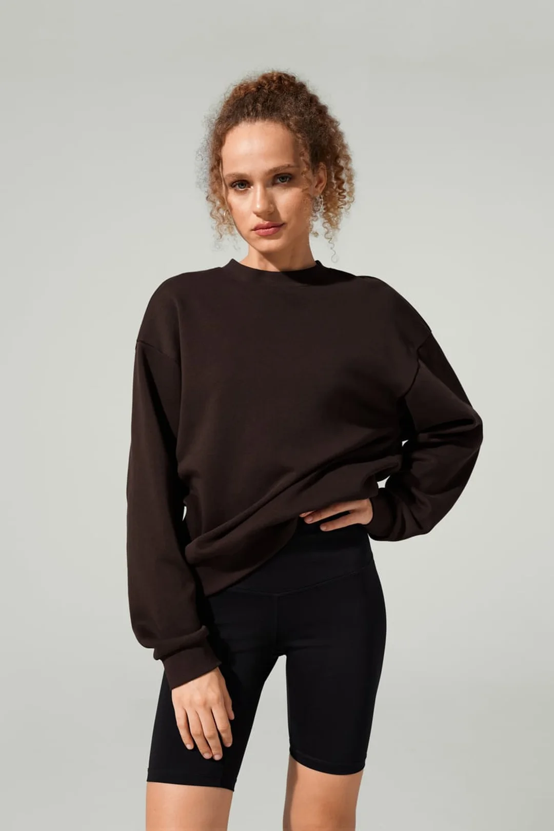 LILYSILK Sweatshirt Ras du Cou Porchlight Balance Noir XL - SILKERRY Doux et Confortable, Épaules Tombantes, Coupe Décontractée