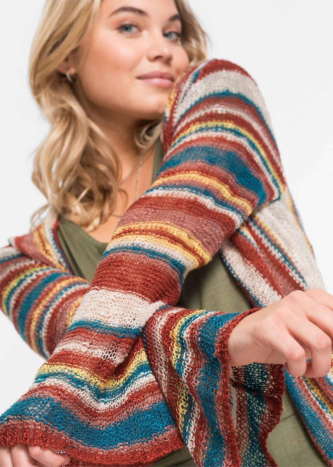 Manteau en maille à rayures