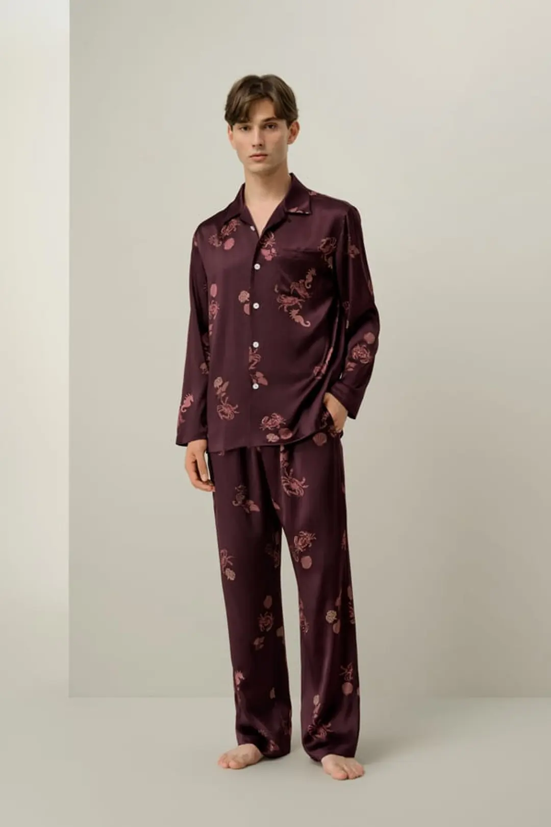 LILYSILK Ensemble Pyjama En Soie Cancer Homme Soie De Mûrier De Haute Qualité Cancer Xs