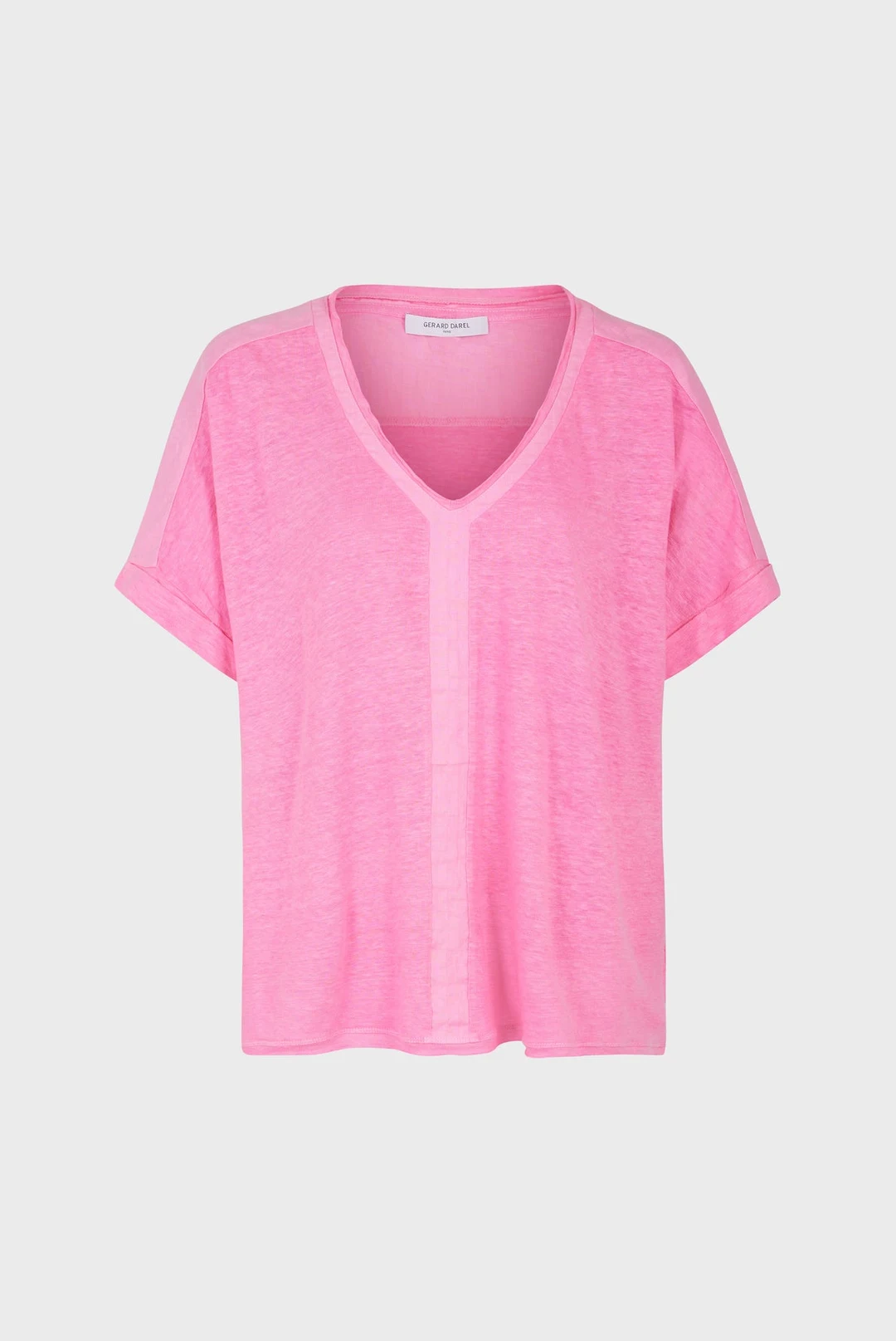 T-Shirt oversize en lin - AGATHA - Rose vif