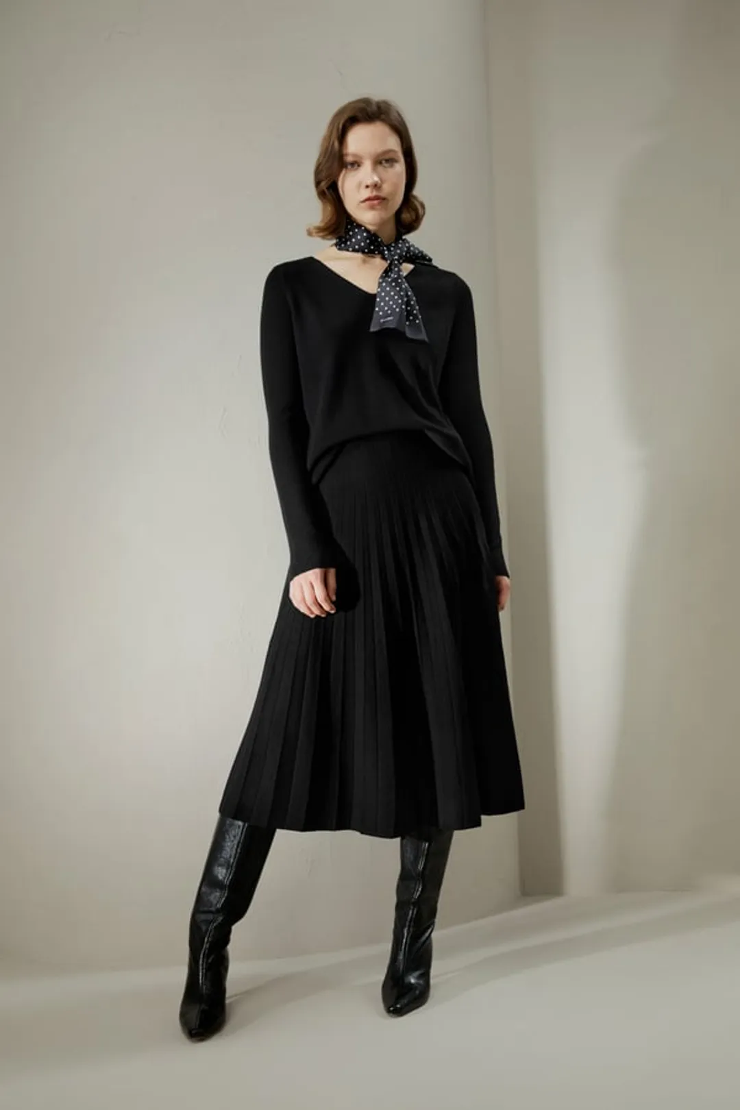 LILYSILK Jupe En Laine Longue Noir Silhouette En Ligne, Au-Dessus Du Genou Laine Mérinos Ultra Fine Doux Pour La Peau Et Respirant M