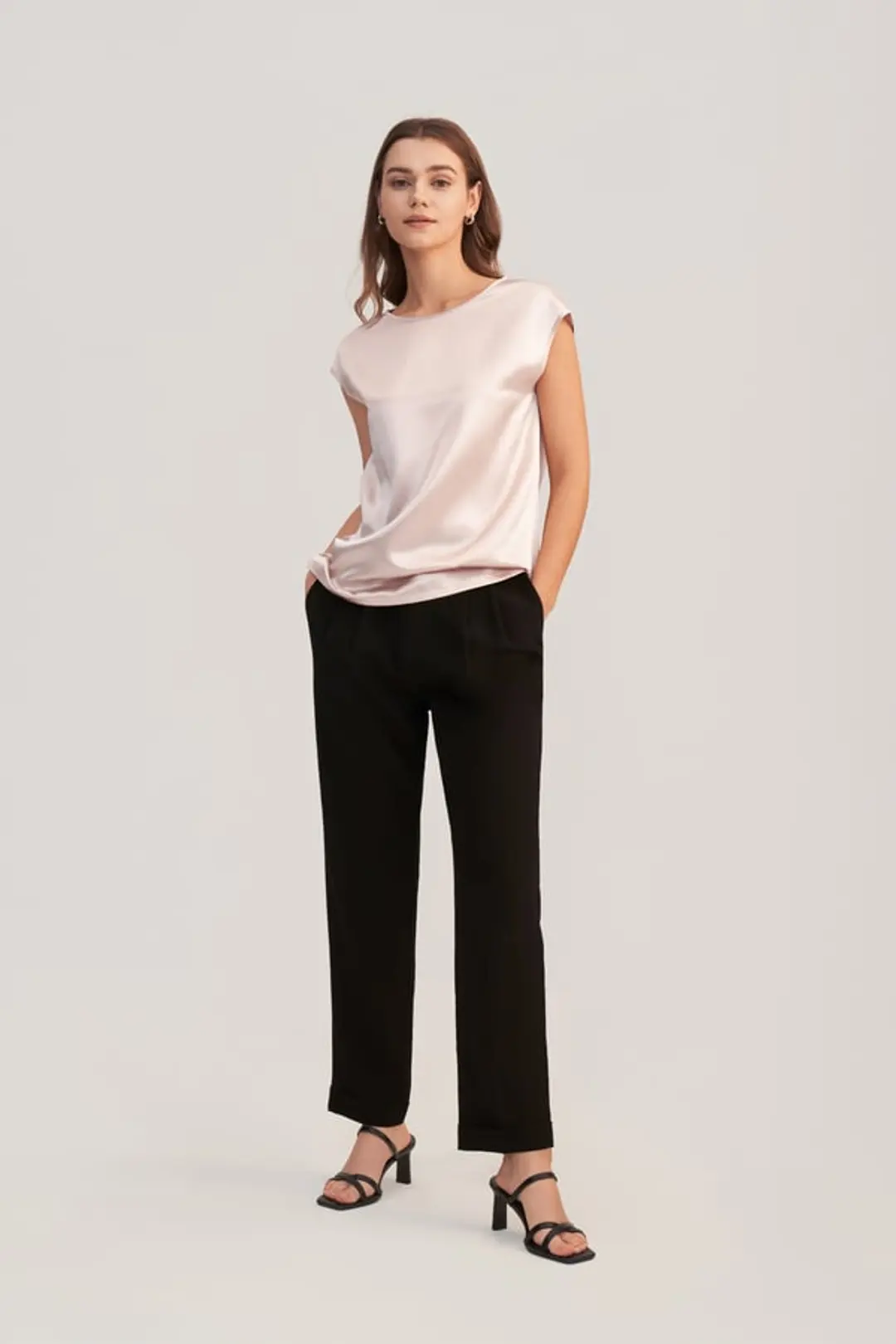 LILYSILK Tee Shirt Femme Soie Brillant, Lisse, Doux 100% Soie S'Accorde Avec N'Importe Quelle Tenue Simple Et Classique Blanc Naturel S