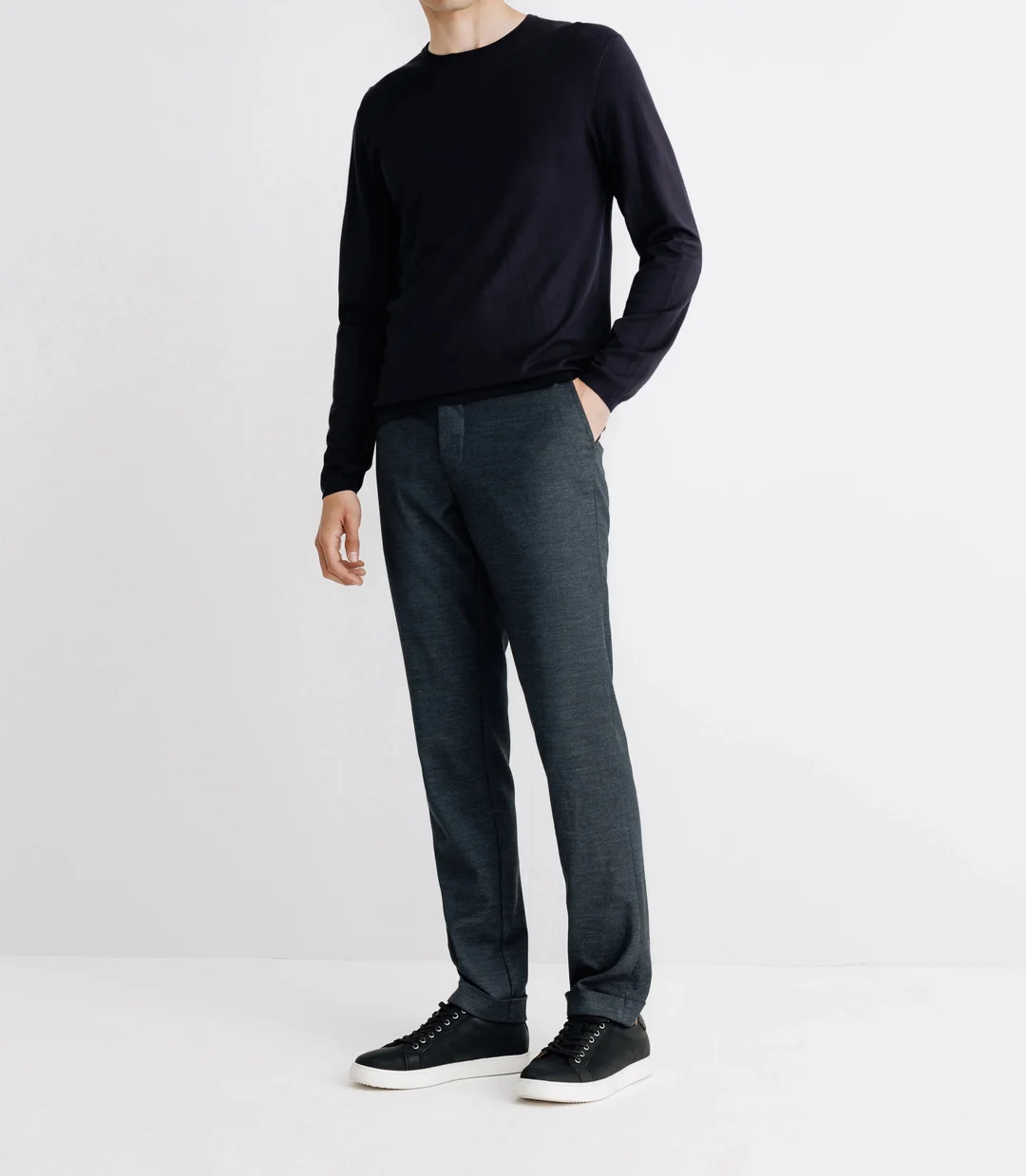 IZAC - Pull col rond en maille marine