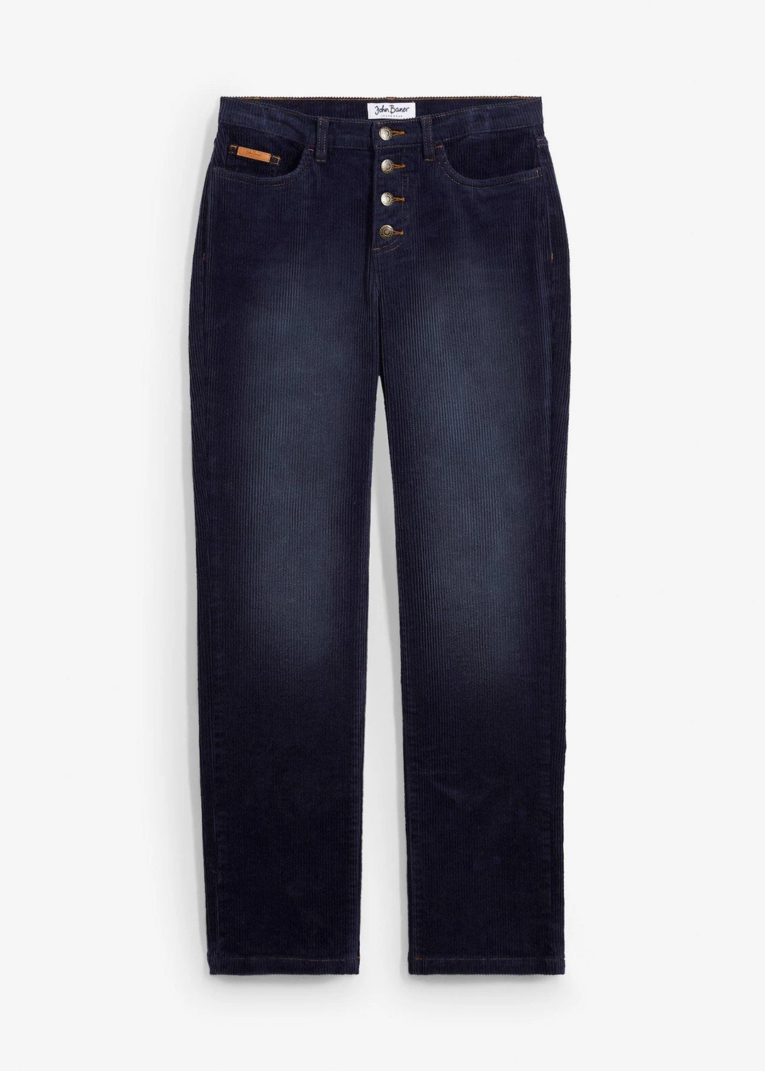 Pantalon droit en velours côtelé extensible