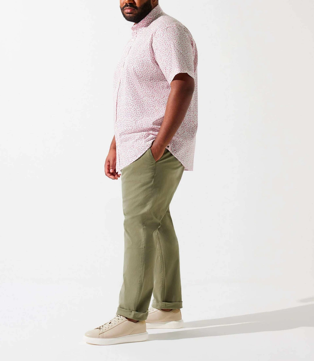 IZAC - Chemise manches courtes à imprimé blanc et rose KIMBT