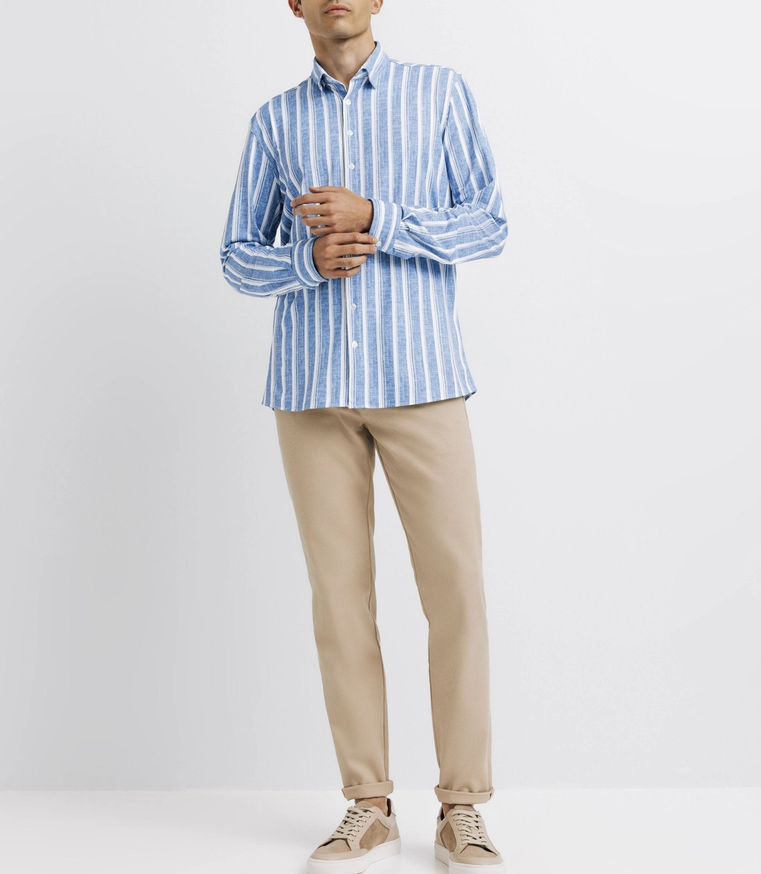 IZAC - Chemise casual rayée bleue et blanche