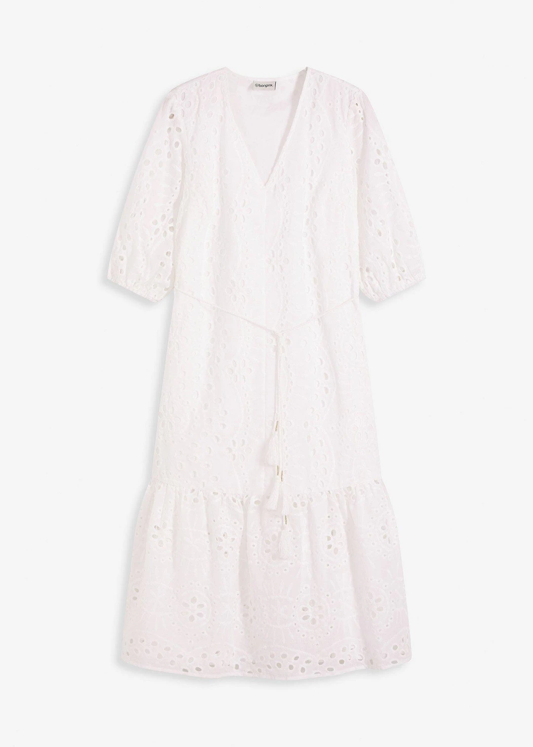 Robe midi en broderie anglaise 100% coton