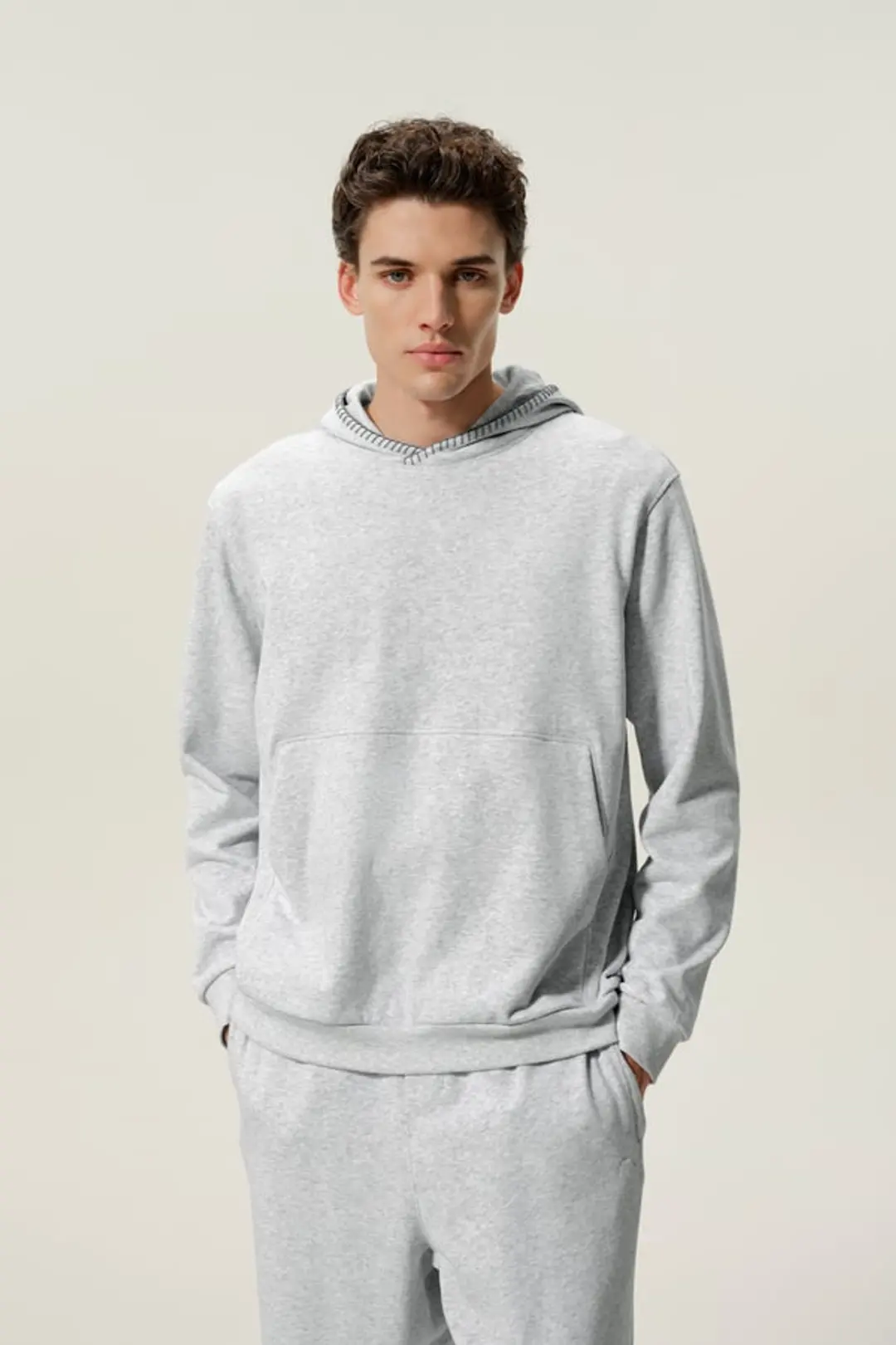 LILYSILK Homme Sweat à Capuche Luxe en Soie Bouclée Épais avec Poche Kangourou Husky S