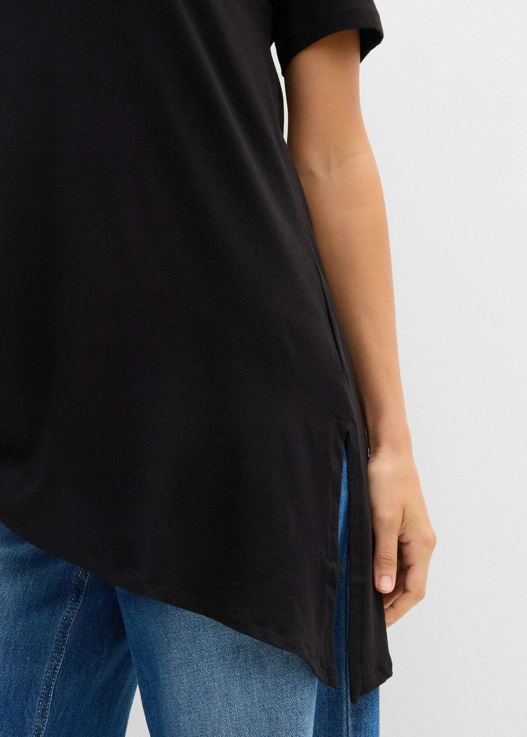 T-shirt long asymétrique en coton et viscose