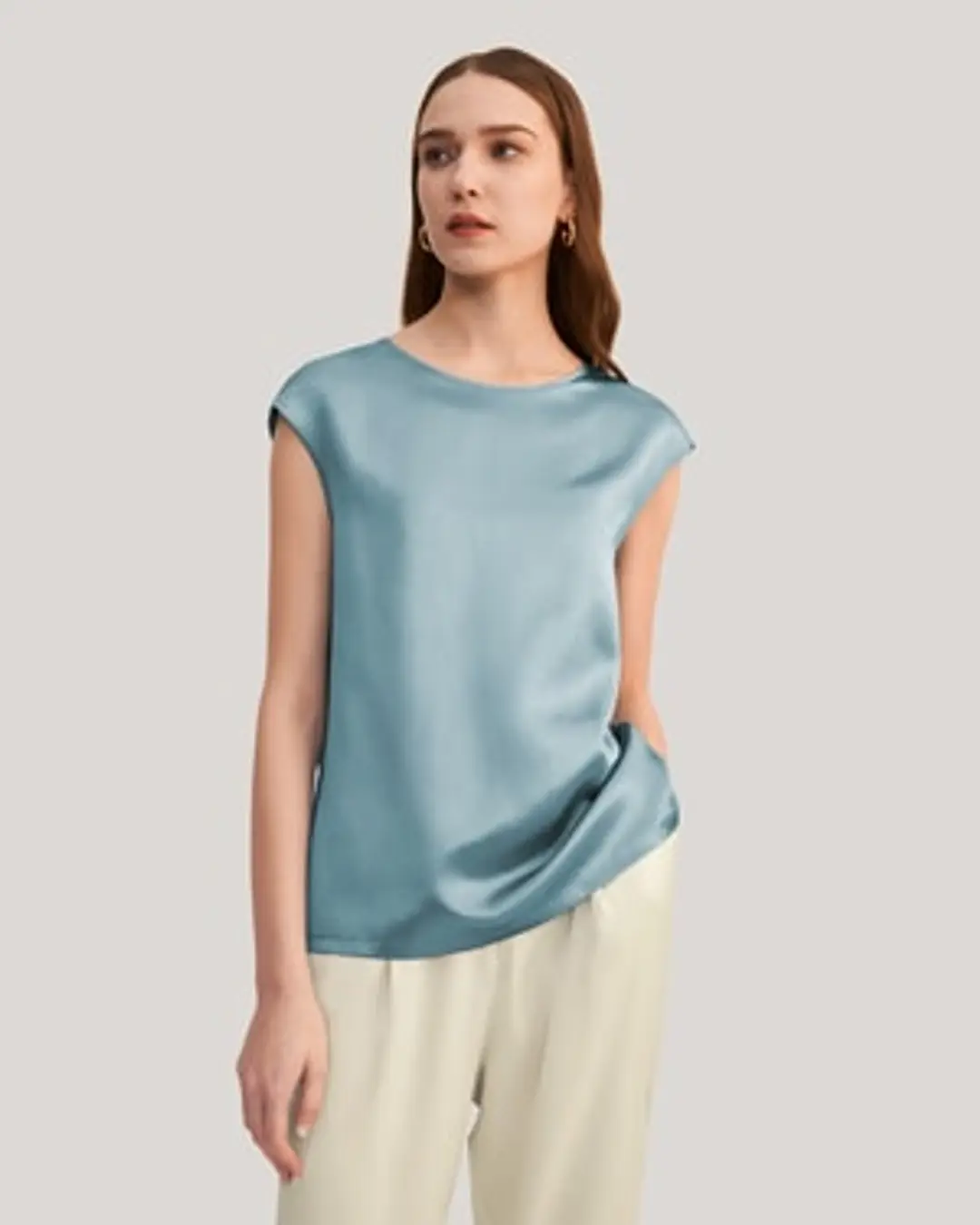 LILYSILK Tee Shirt Soie Femme Col Rond, Facile À Entretenir Charmeuse Soie Régulation De La Température T-Shirt Noir