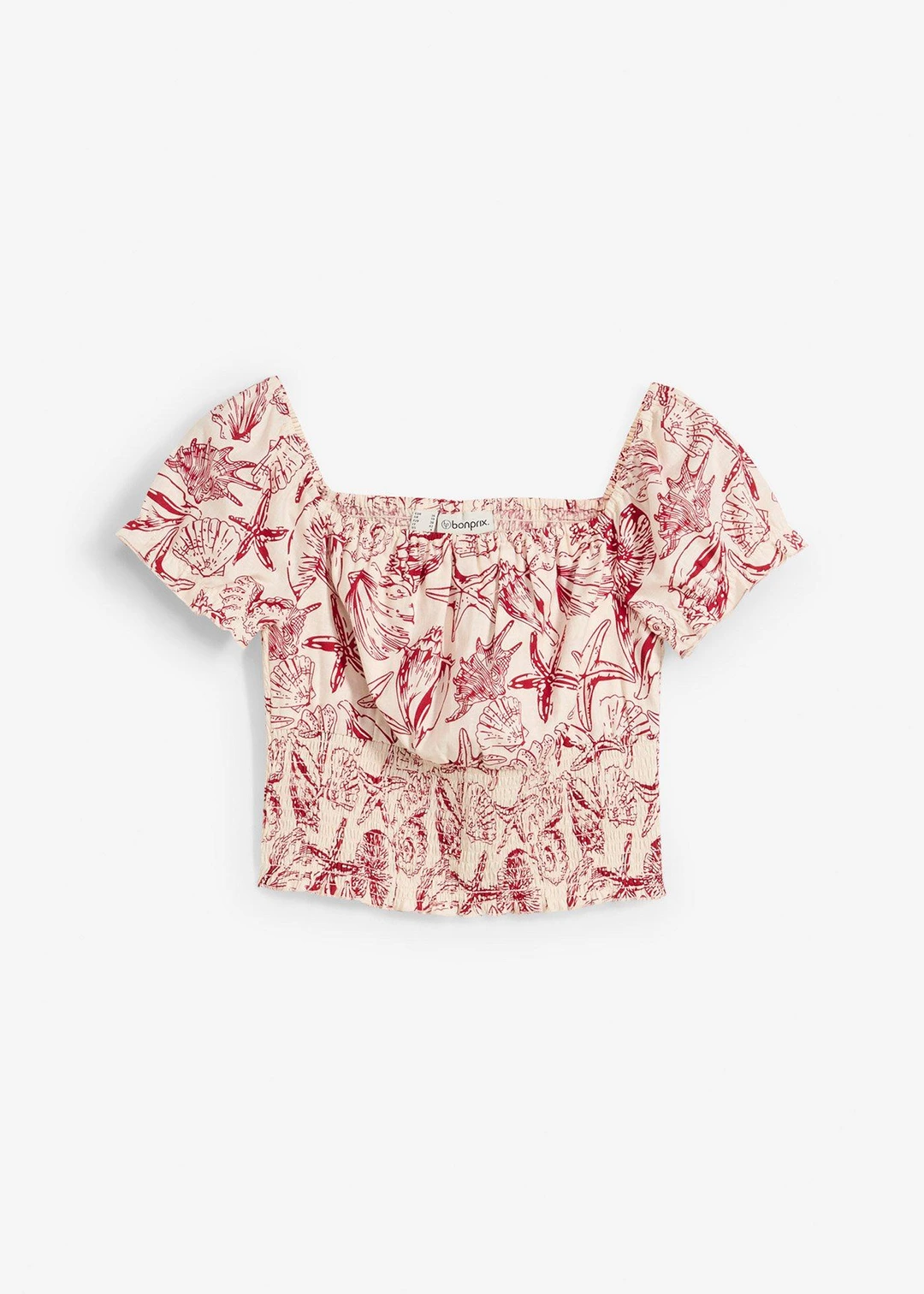 Blouse à encolure Bardot, 100% coton